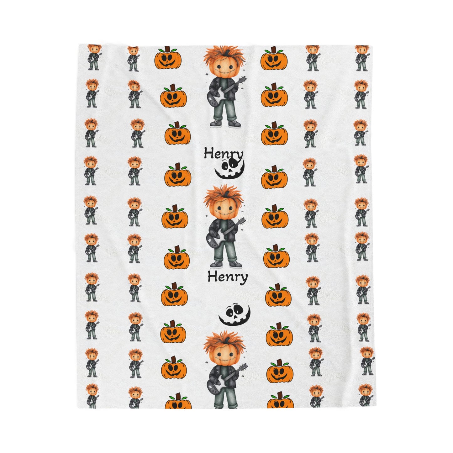Spooky Fun Personalized Velveteen Plush Blanket, Halloween Throw Blanket, Cozy Gift for Kids, Seasonal Home Decor, Pumpkin & Monster Design