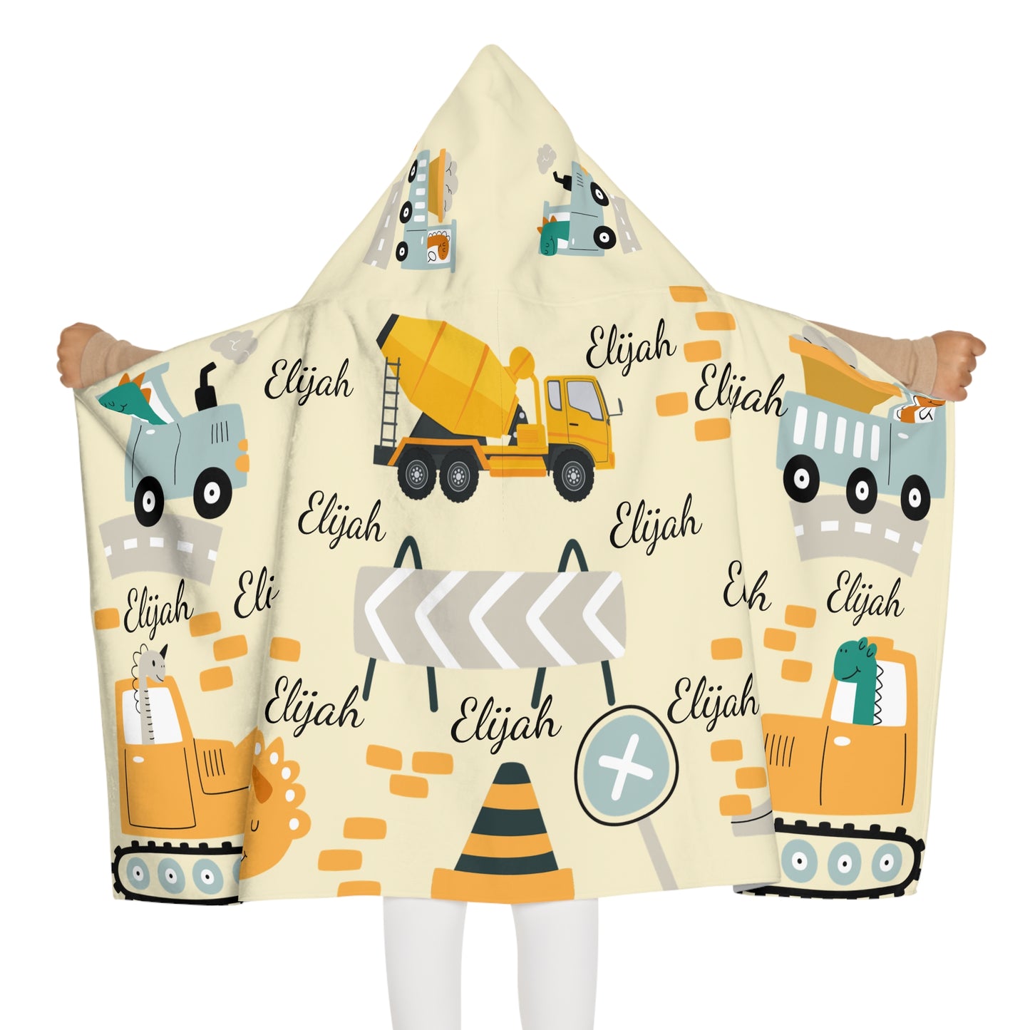 Construction Trucks Youth Hooded Towel — Cozy Kids Beach & Bath Wrap