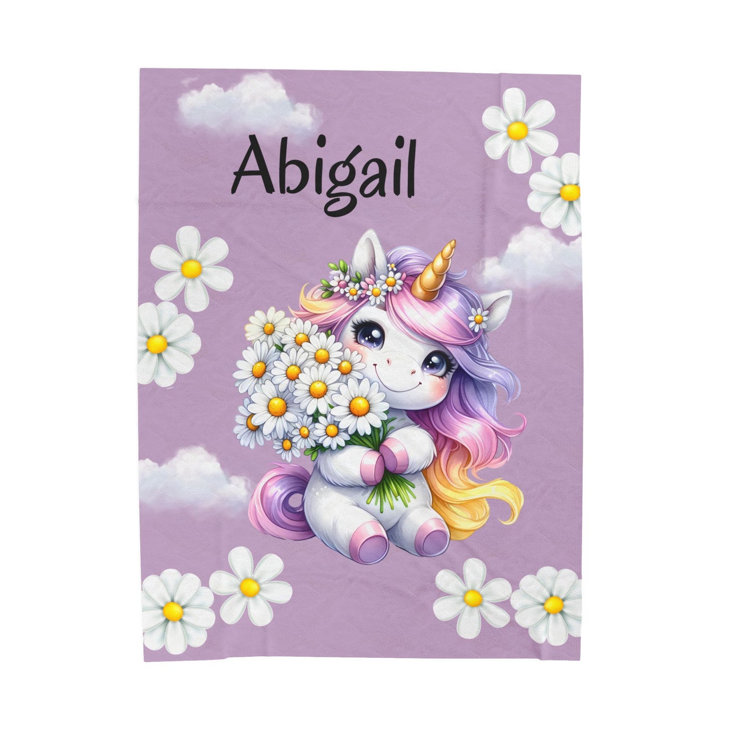 Personalized Unicorn Velveteen Plush Blanket | Soft Kids Gift, Nursery Decor, Cozy Throw, Birthday Present, Baby Shower