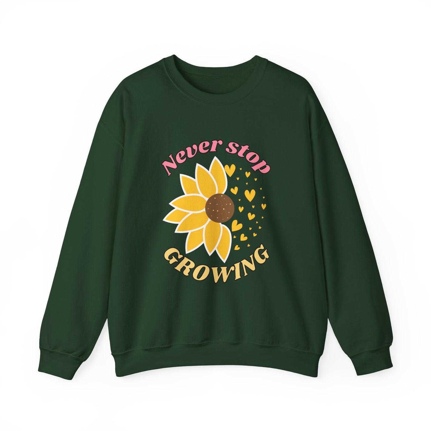 Blooming Inspiration Crewneck Sweatshirt, Never Stop Growing Sweatshirt, Motivational Gift, Spring Fashion, Cozy Layering Piece