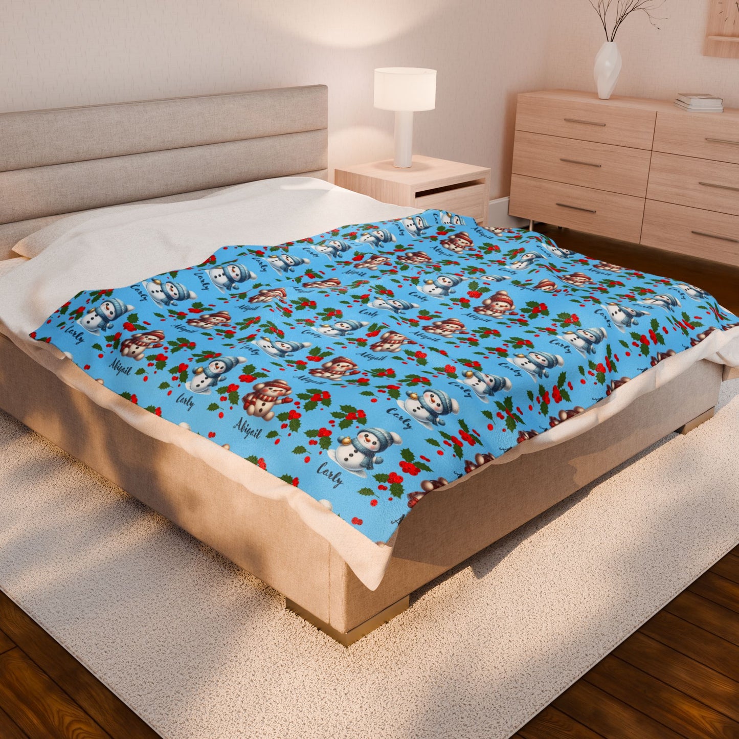 Cozy Velveteen Plush Blanket with Personalized Designs for Kids, Winter Decor, Family Gift, Pet Blanket, Holiday Snuggle