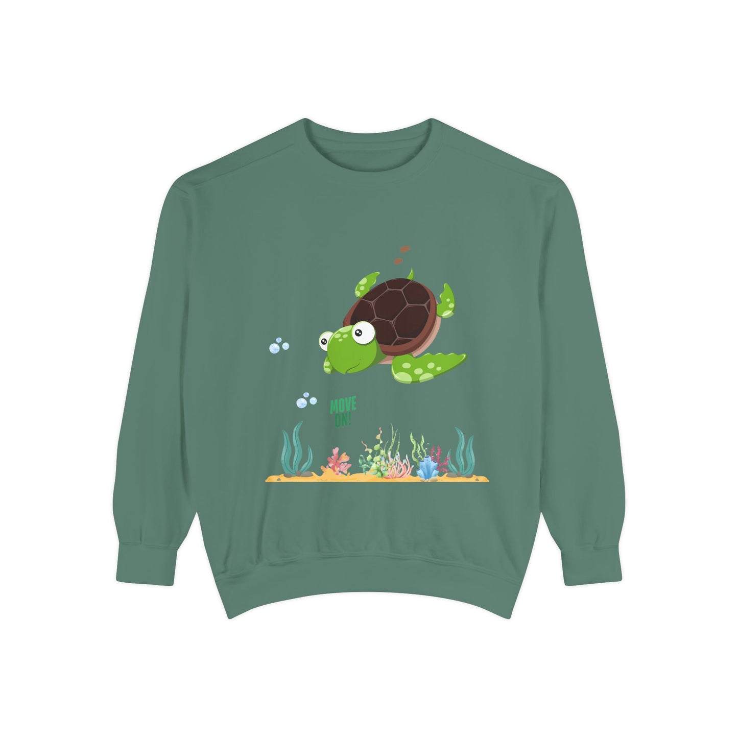 Turtle with seaweed and bubble Unisex Garment-Dyed Sweatshirt