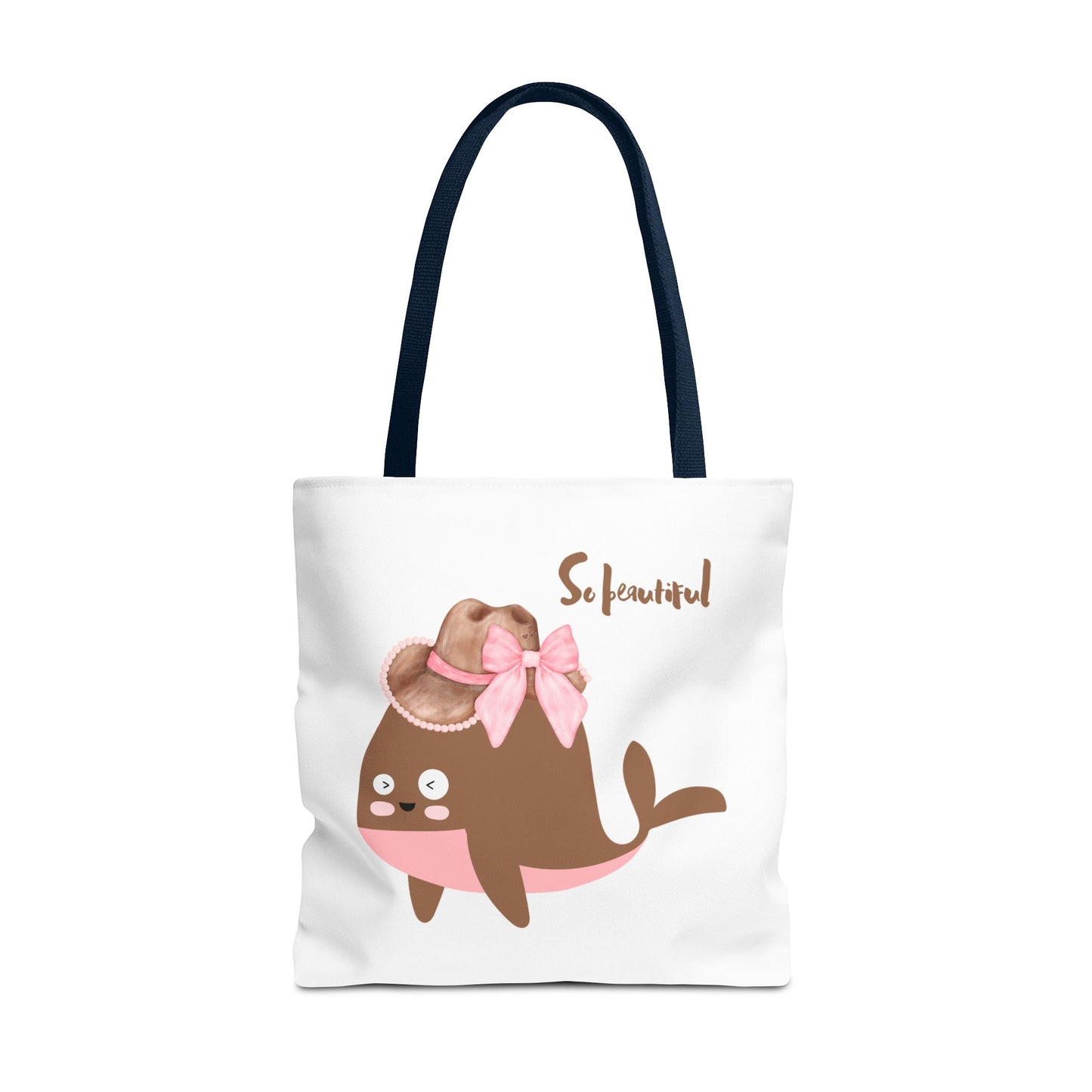 Whale wearing a cowboy hat with a pink bow Tote Bag