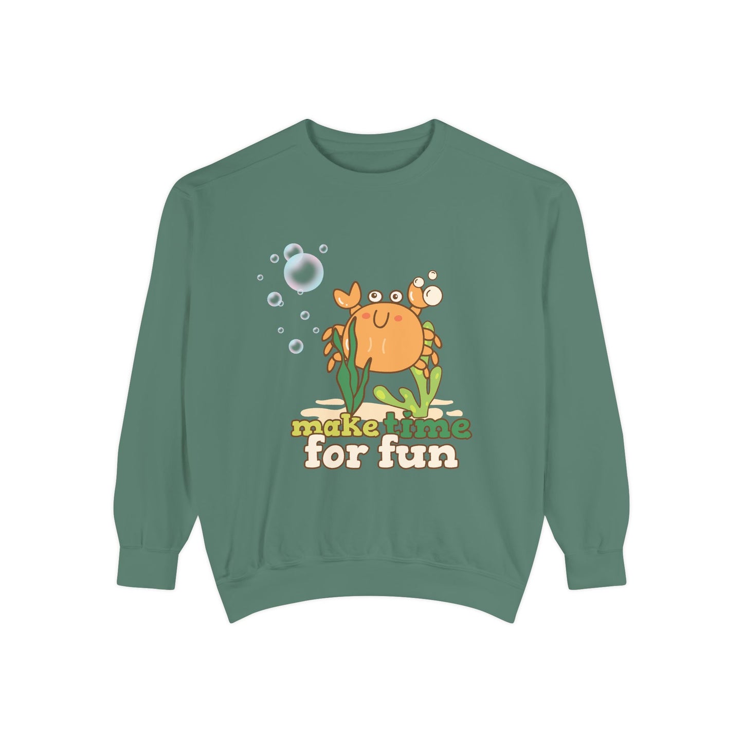 Cartoon crab lllusstration promoting joy and playfulness Unisex Garment-Dyed Sweatshirt