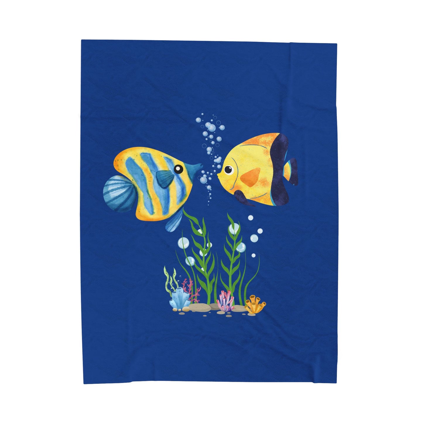Two fish greet in underwater Velveteen Plush Blanket