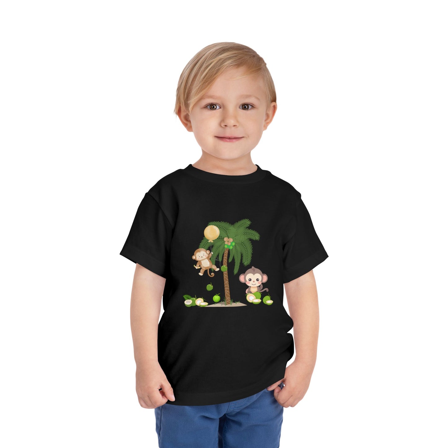 Cute Monkey Tropical Toddler Tee, Perfect for Summer Play, Birthday Gift, Beach Days, Jungle Themes, Toddler Clothing