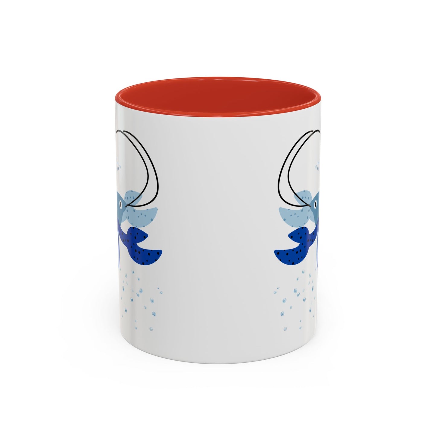 Blue shrimp with dark blue claws and bubbles Coffee Mug