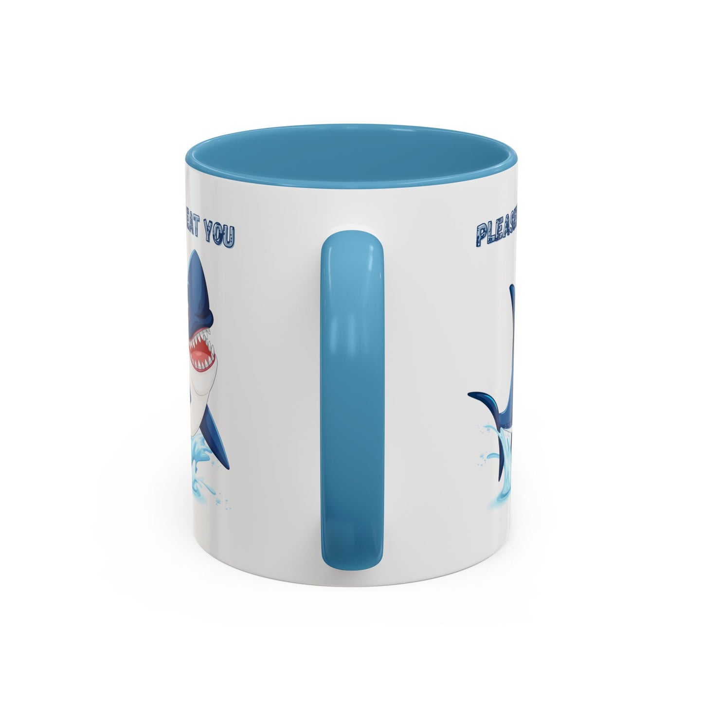 Humorous cartoon shark with threatening text Coffee Mug