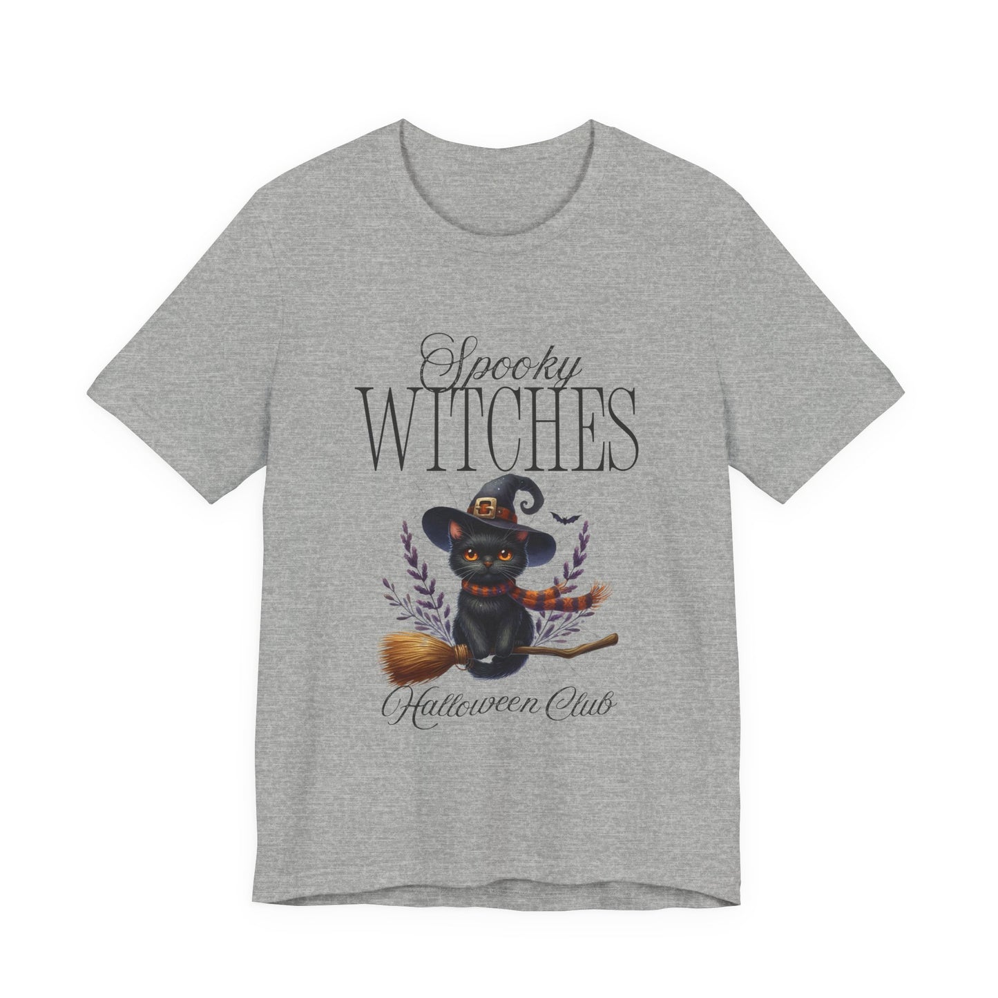 Spooky Witches Halloween Tee, Unisex Short Sleeve Shirt, Witch T-Shirt, Halloween Costume Top, Cat Lovers Gift, Fall Fashion