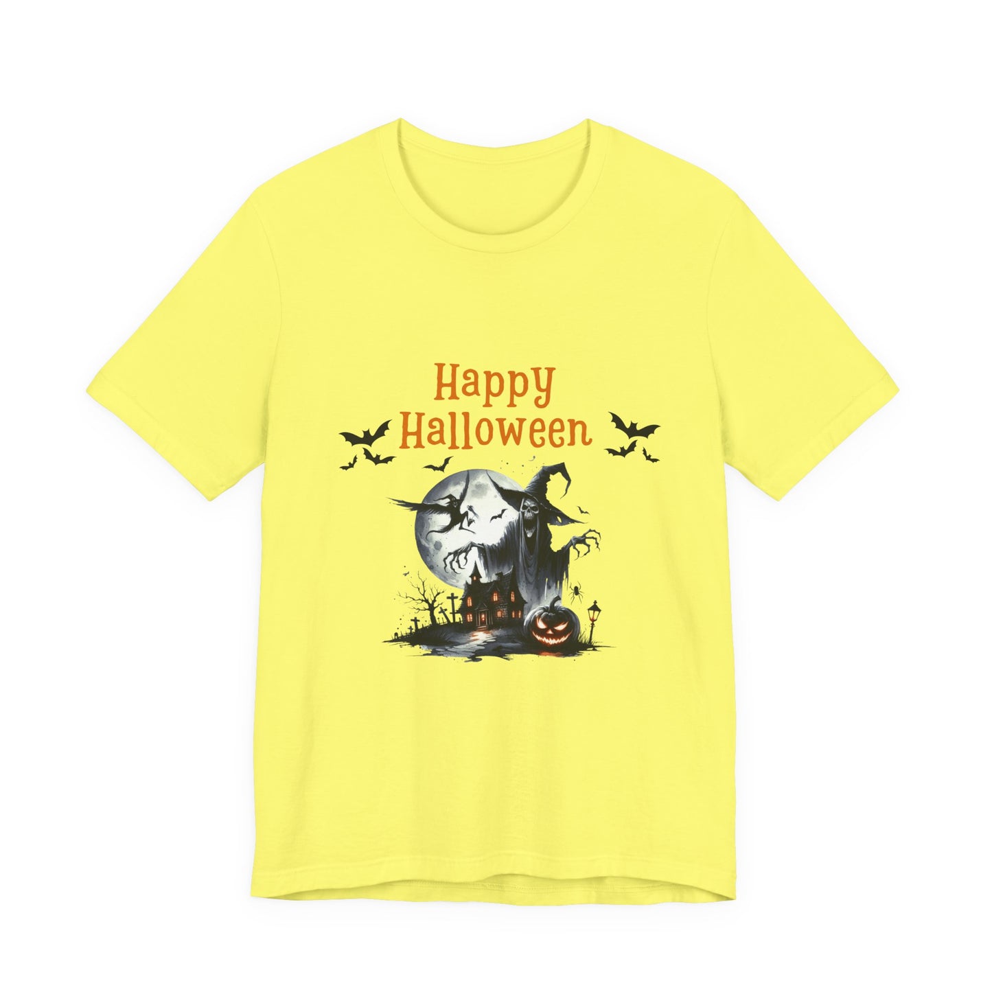 Happy Halloween Unisex Tee, Spooky T-Shirt, Halloween Gift, Fall Wardrobe Essential, Ghosts and Ghouls Vibe