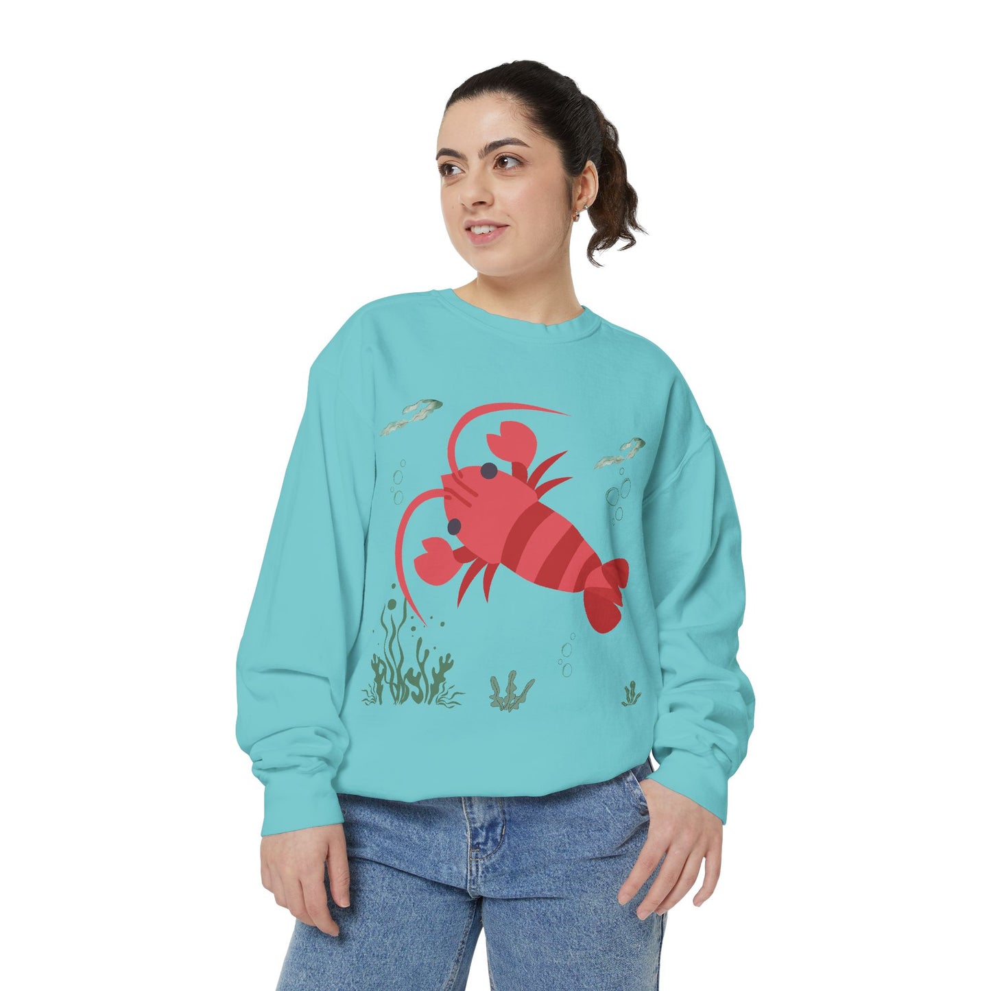 Red crayfish in an aquatic environment Unisex Garment-Dyed Sweatshirt