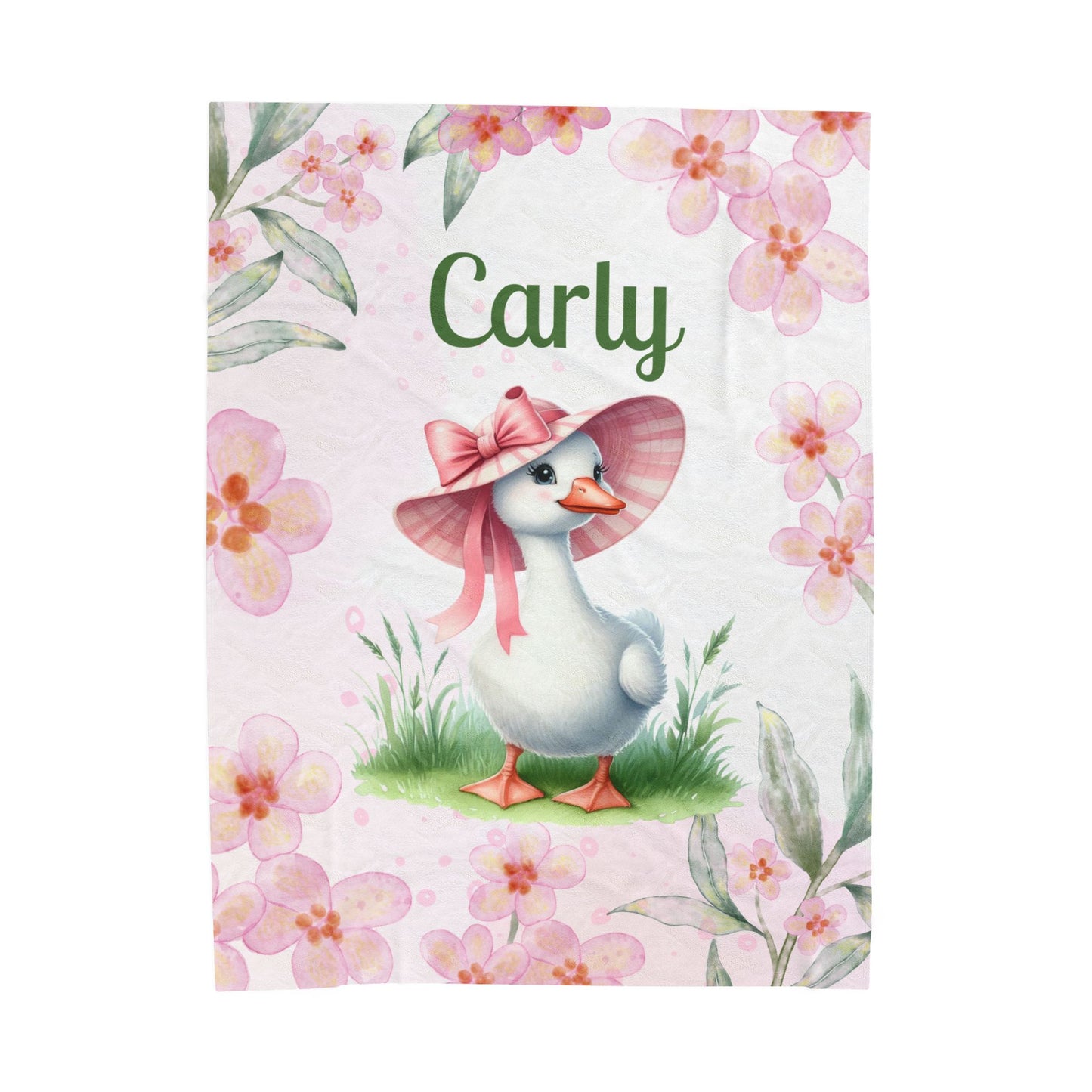 Personalized Velveteen Plush Blanket with Floral Design, Cozy Home Decor, Baby Shower Gift, Unique Gift for Kids