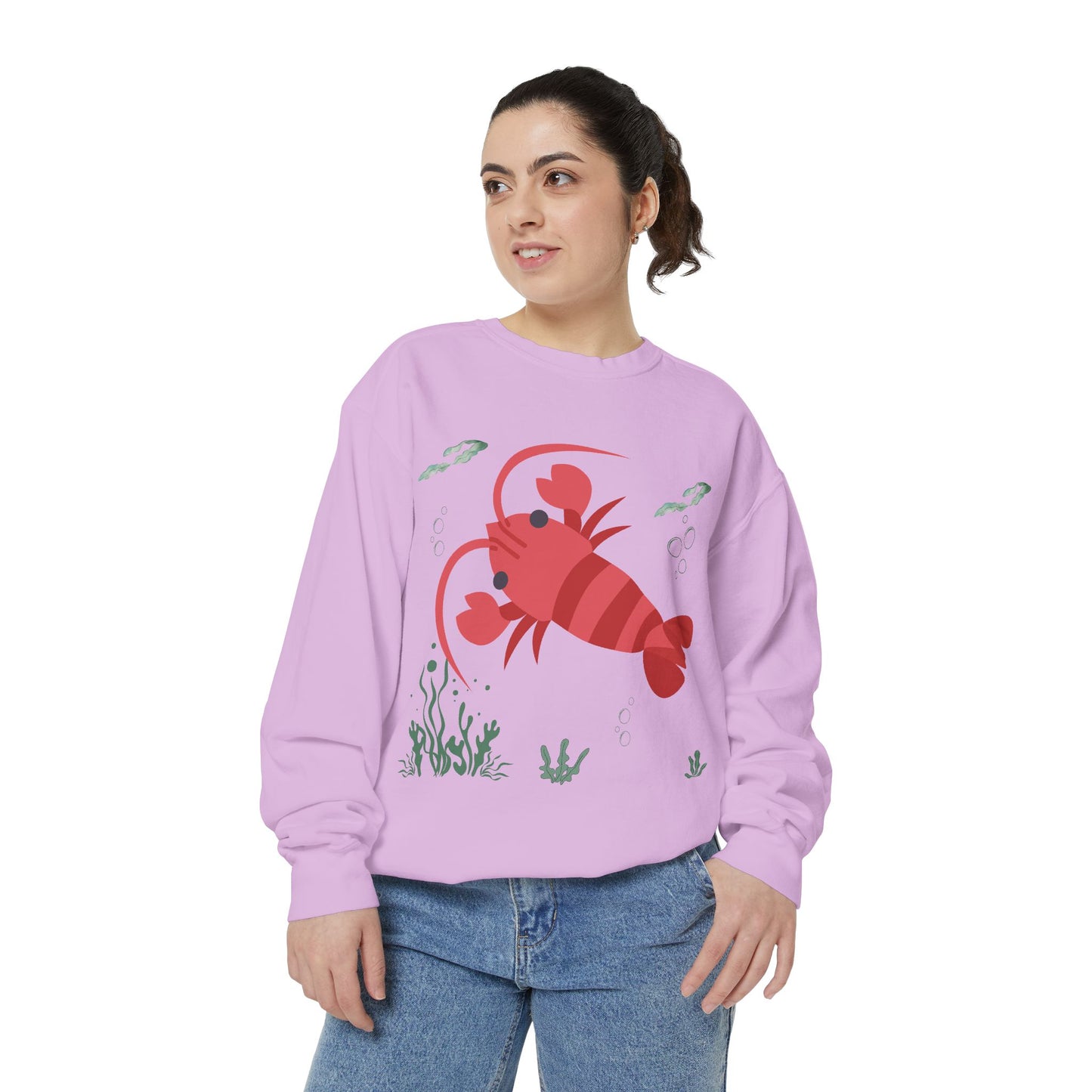 Red crayfish in an aquatic environment Unisex Garment-Dyed Sweatshirt