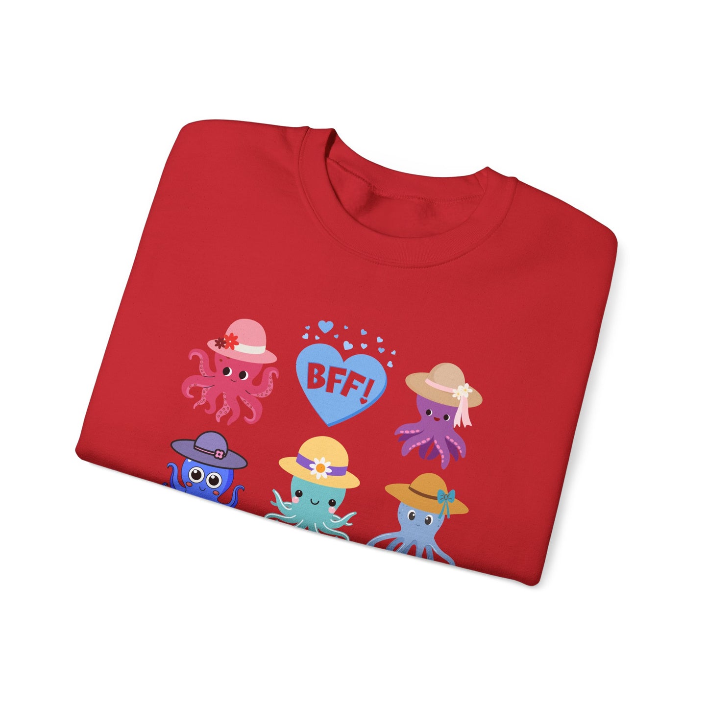 Cute Octopus BFF Sweatshirt, Gift for Friends, Ocean Lover Apparel, Matching Outfits, Cozy Crewneck for Celebrations