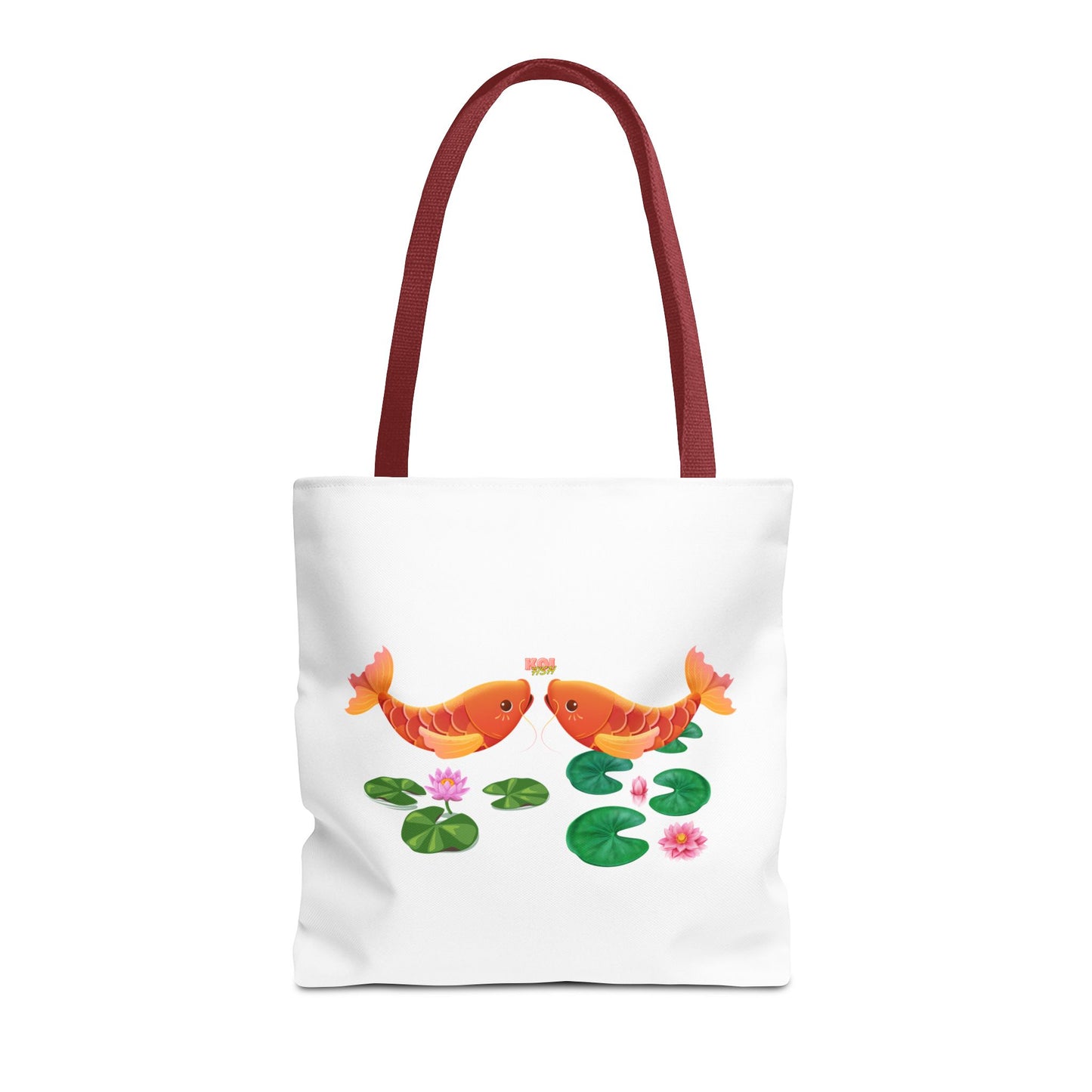 Golden koi fish with lotus flowers Tote Bag