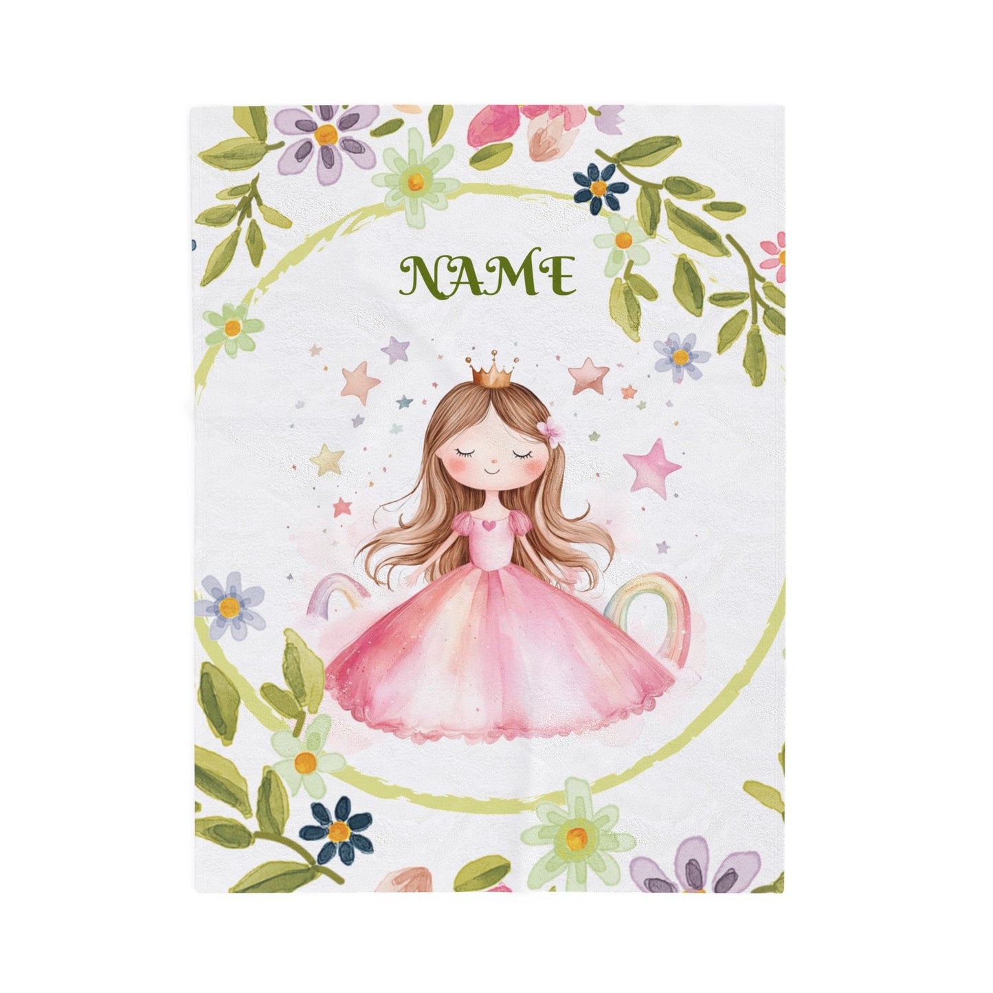 Personalized Princess Velveteen Plush Blanket, Cozy Gift for Kids, Nursery Decor, Birthday, Children's Gift, Custom Name Blanket