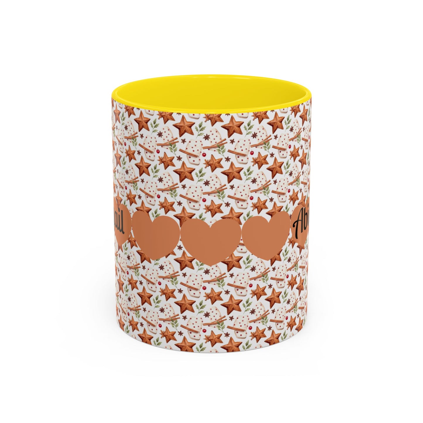 Personalized Accent Coffee Mug - Custom Gift, Floral Design, Heart Motif, Perfect for Birthdays, Anniversaries, Holidays