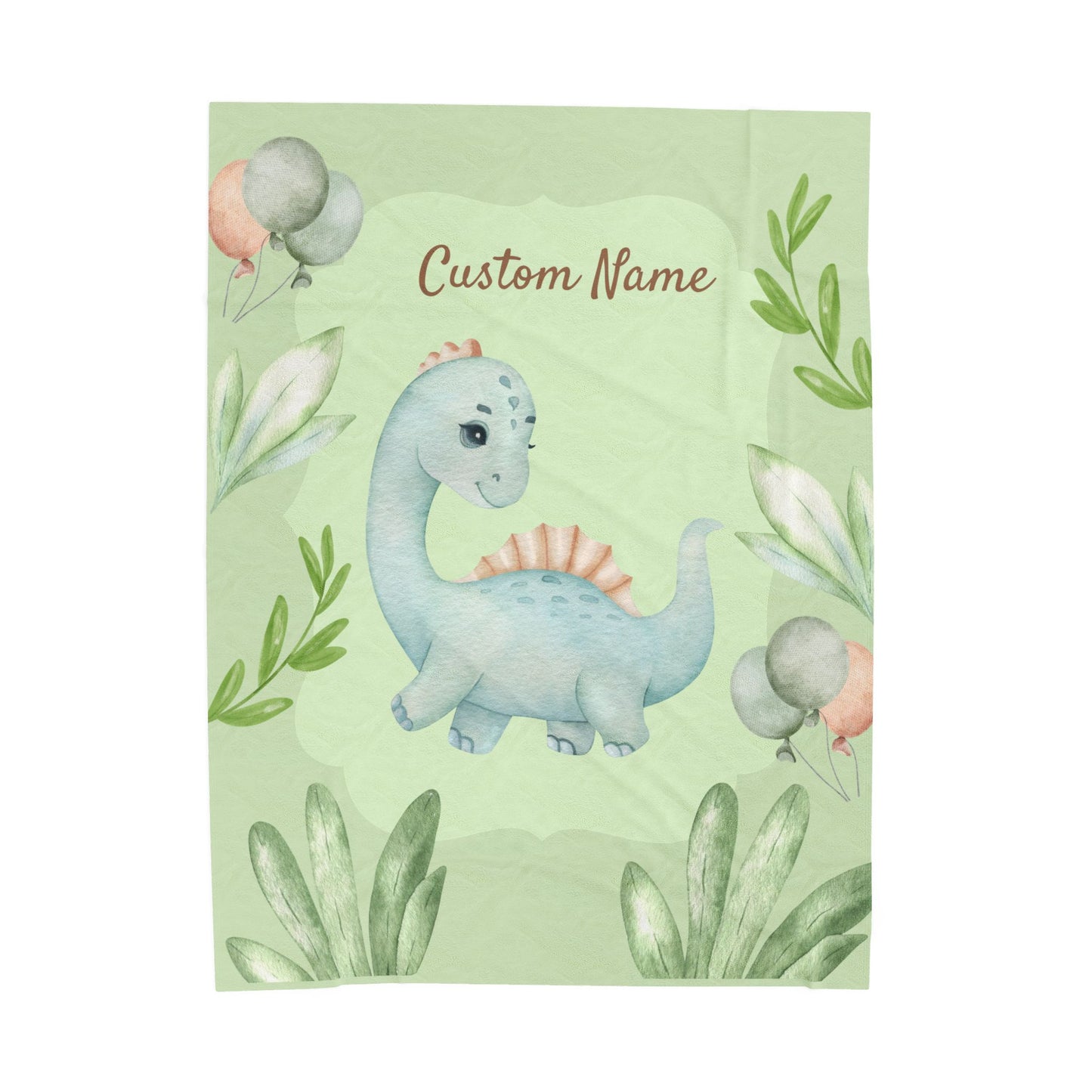 Personalized Dinosaur Velveteen Plush Blanket, Kids Room Decor, Baby Shower Gift, Custom Name Blanket, Soft Throw for Children