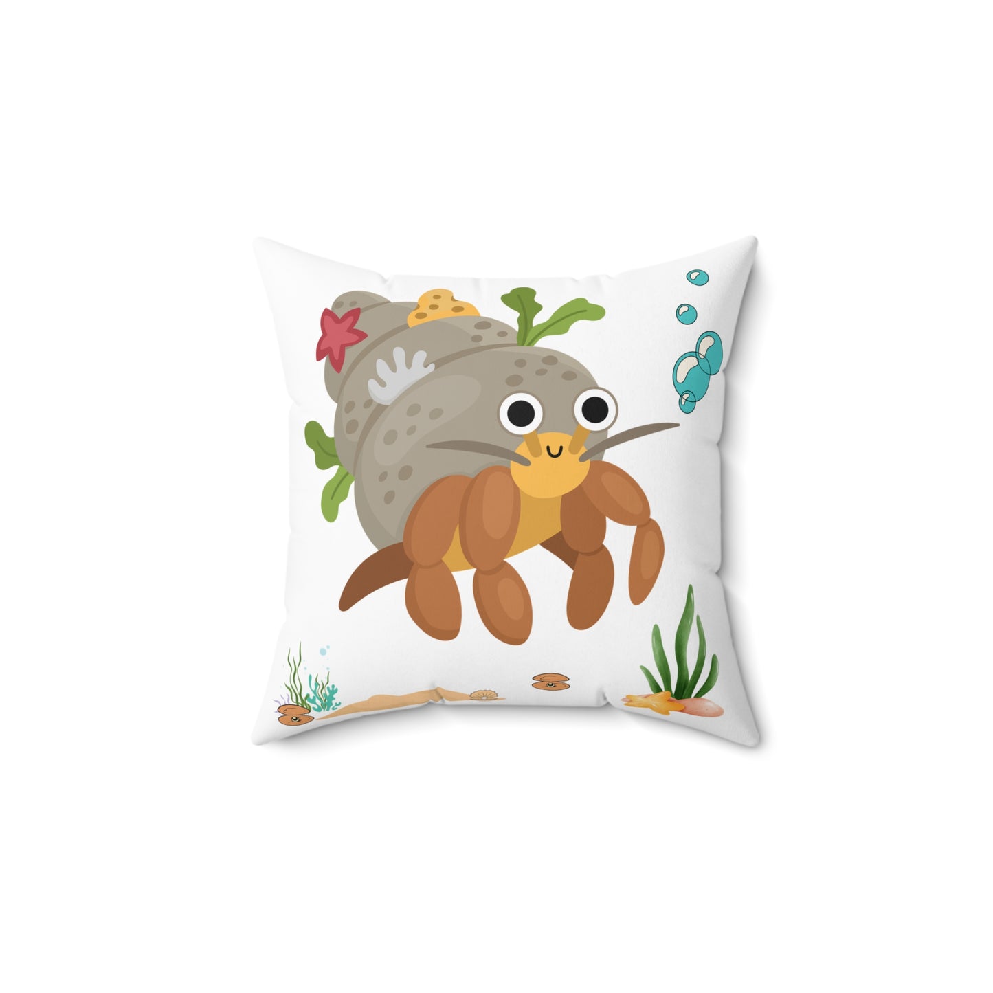Hermit crab with shell underwater Spun Polyester Square Pillow