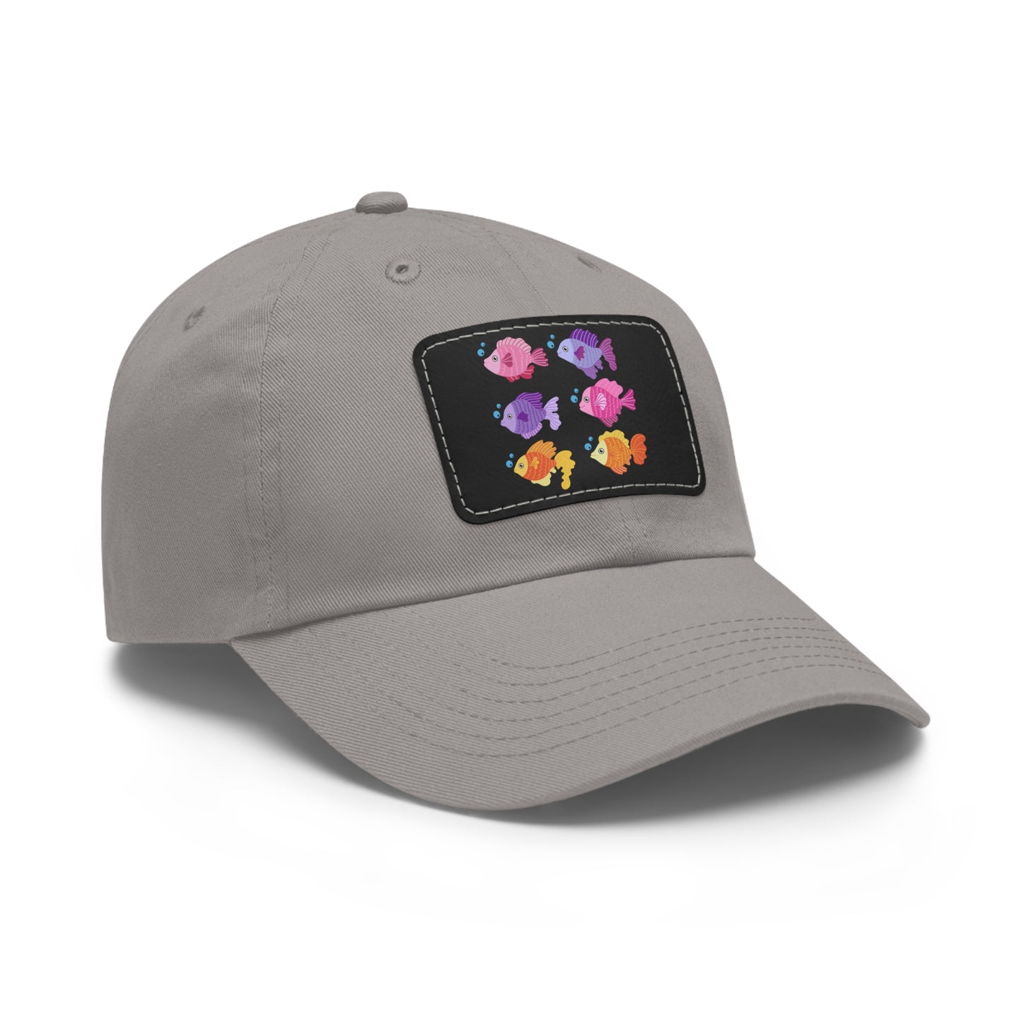 Six fish with cartoonish bubbles Dad Hat with Leather Patch (Rectangle)