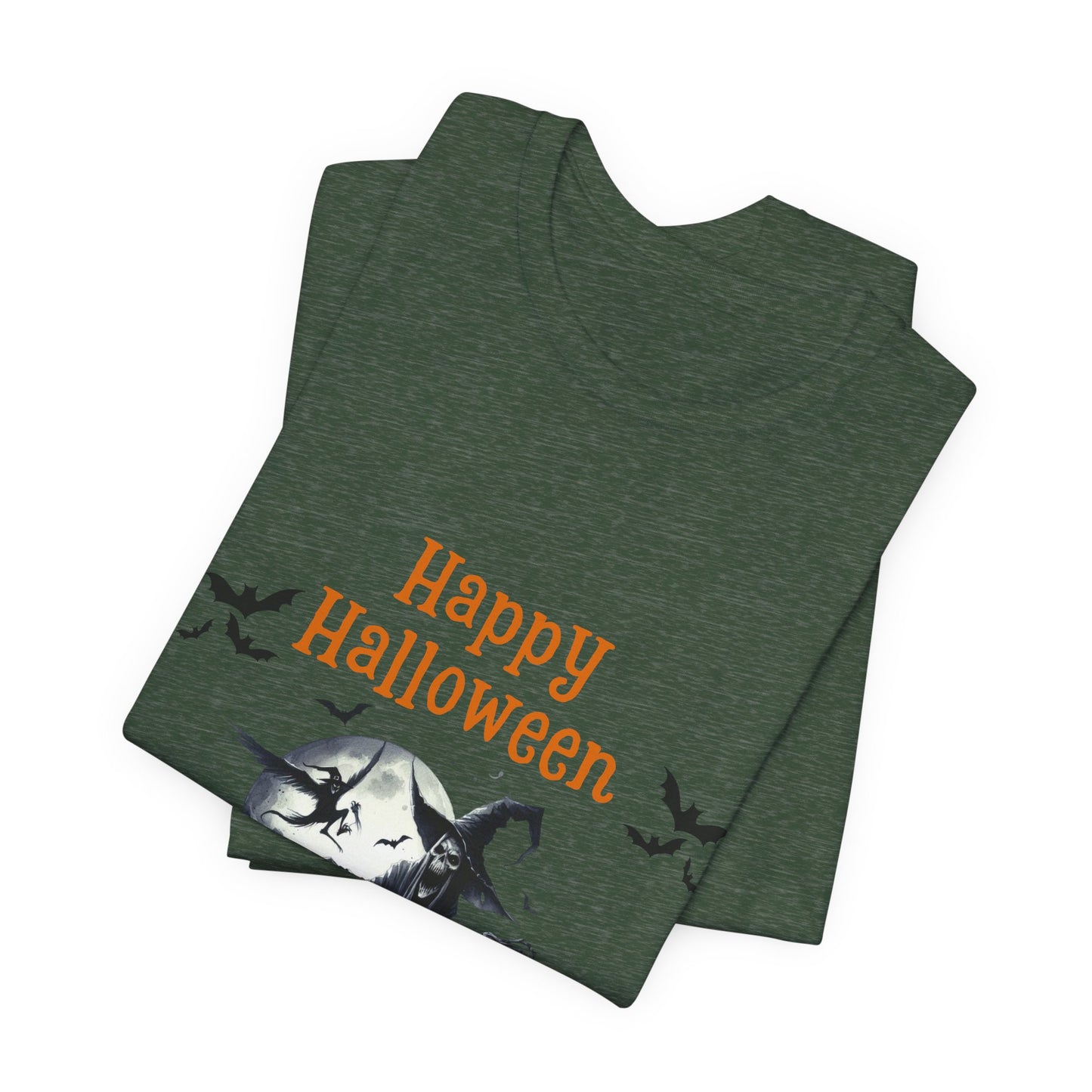 Happy Halloween Unisex Tee, Spooky T-Shirt, Halloween Gift, Fall Wardrobe Essential, Ghosts and Ghouls Vibe