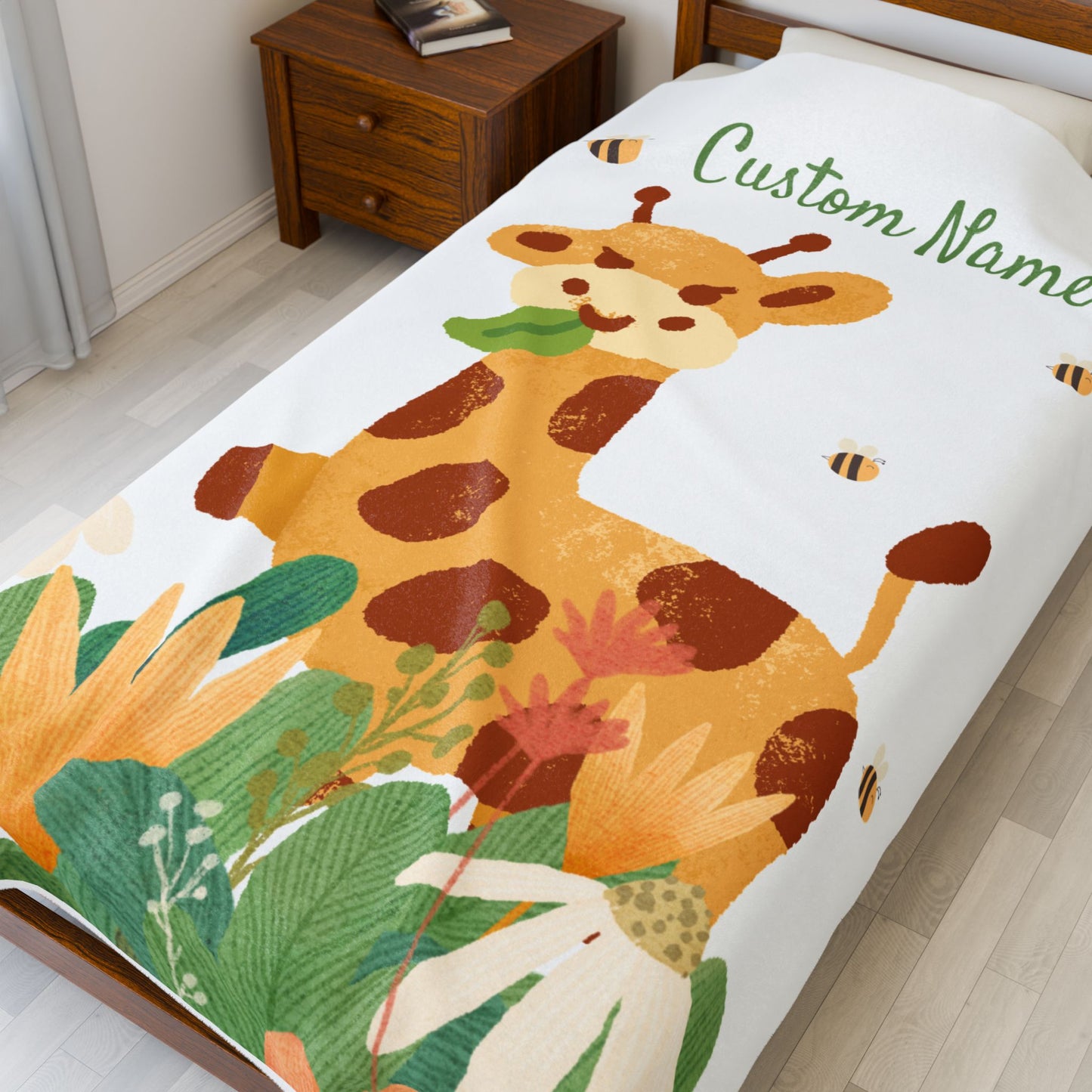 Custom Giraffe Plush Blanket, Child's Cozy Throw, Personalized Baby Gift, Nursery Decor, Soft Comfort Blanket