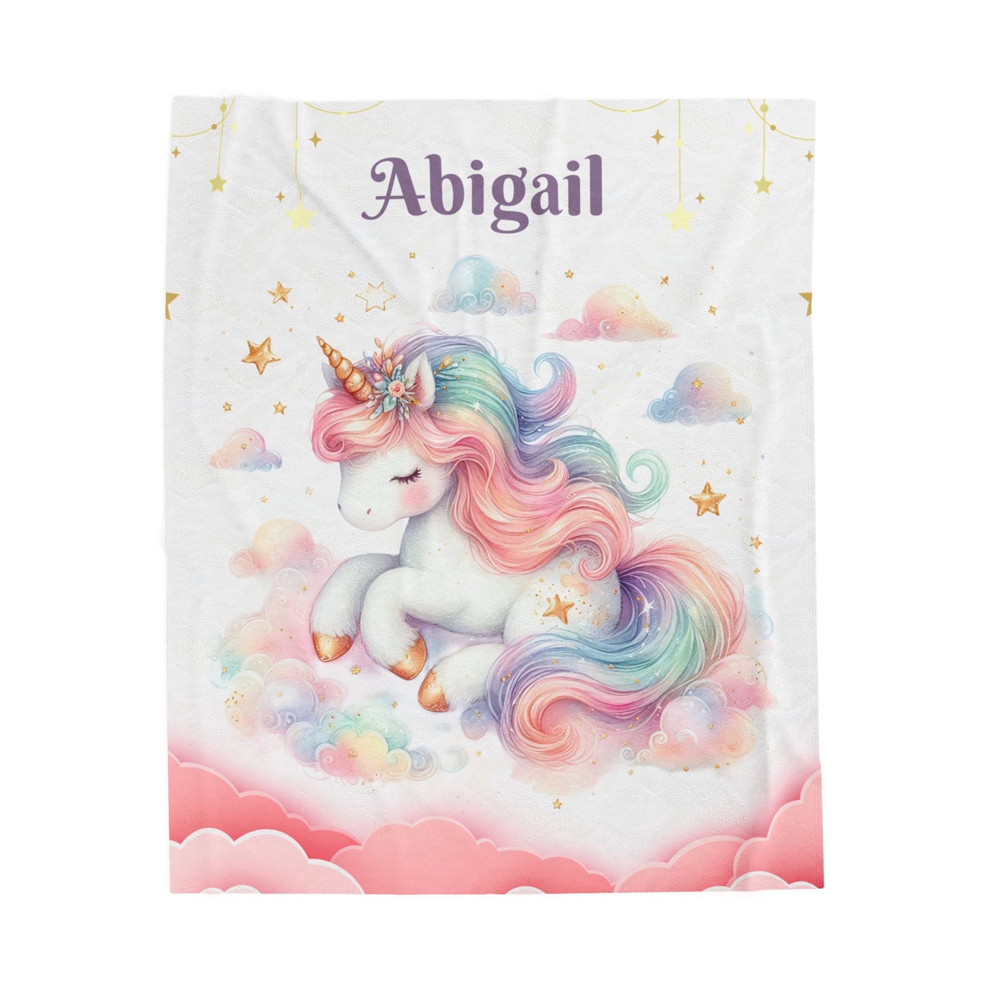 Unicorn Dream Velveteen Blanket, Personalized Cozy Blanket, Baby Shower Gift, Kids Room Decor, Magical Unicorn Gift