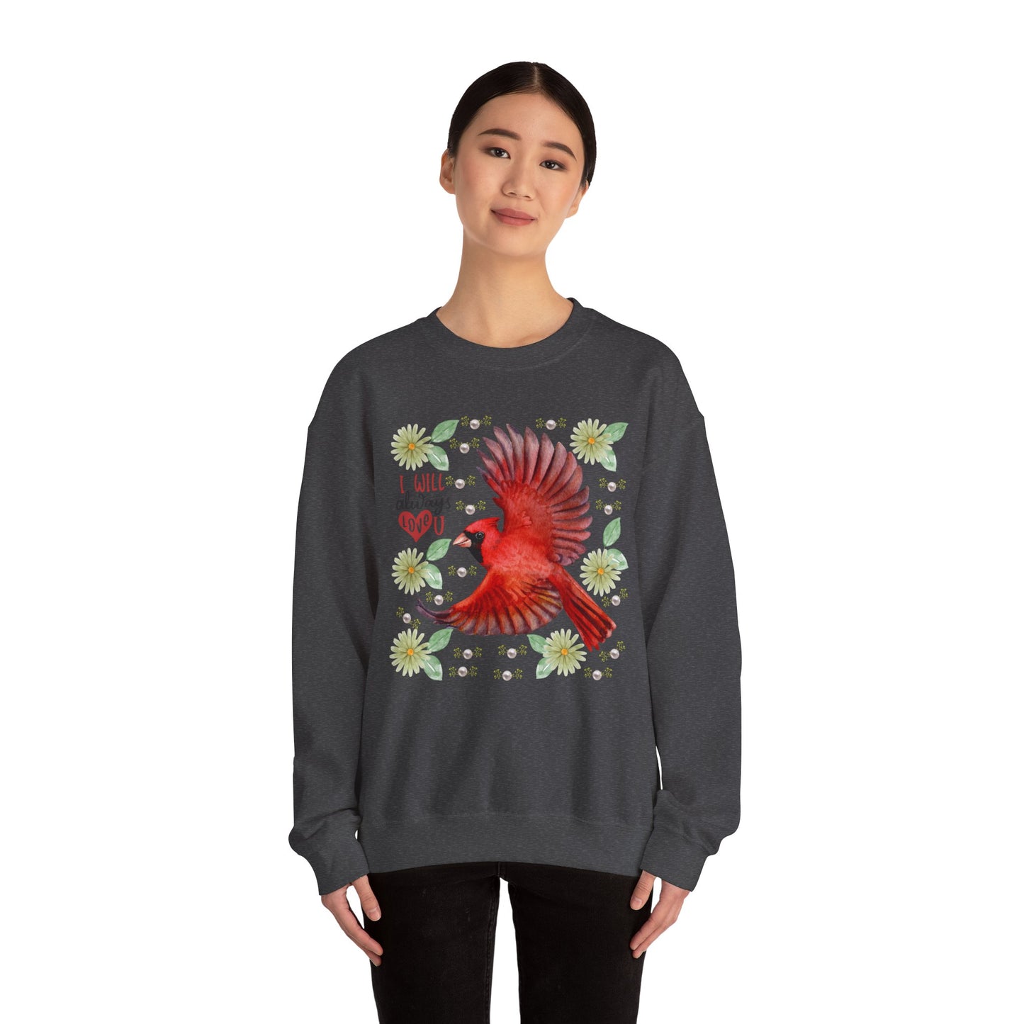 Colorful Cardinal Sweatshirt: Inspirational, Cozy Gift for Bird Lovers, Nature Enthusiasts, Eco-Friendly Apparel