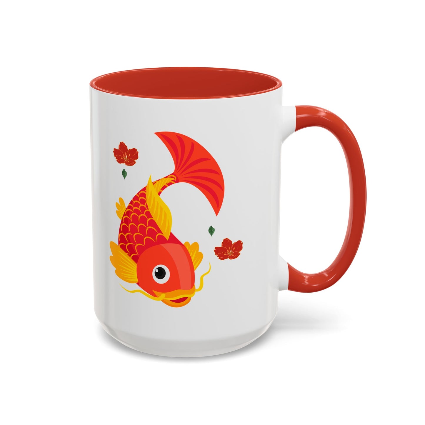Goldfish with flowing fins and red blossoms Coffee Mug