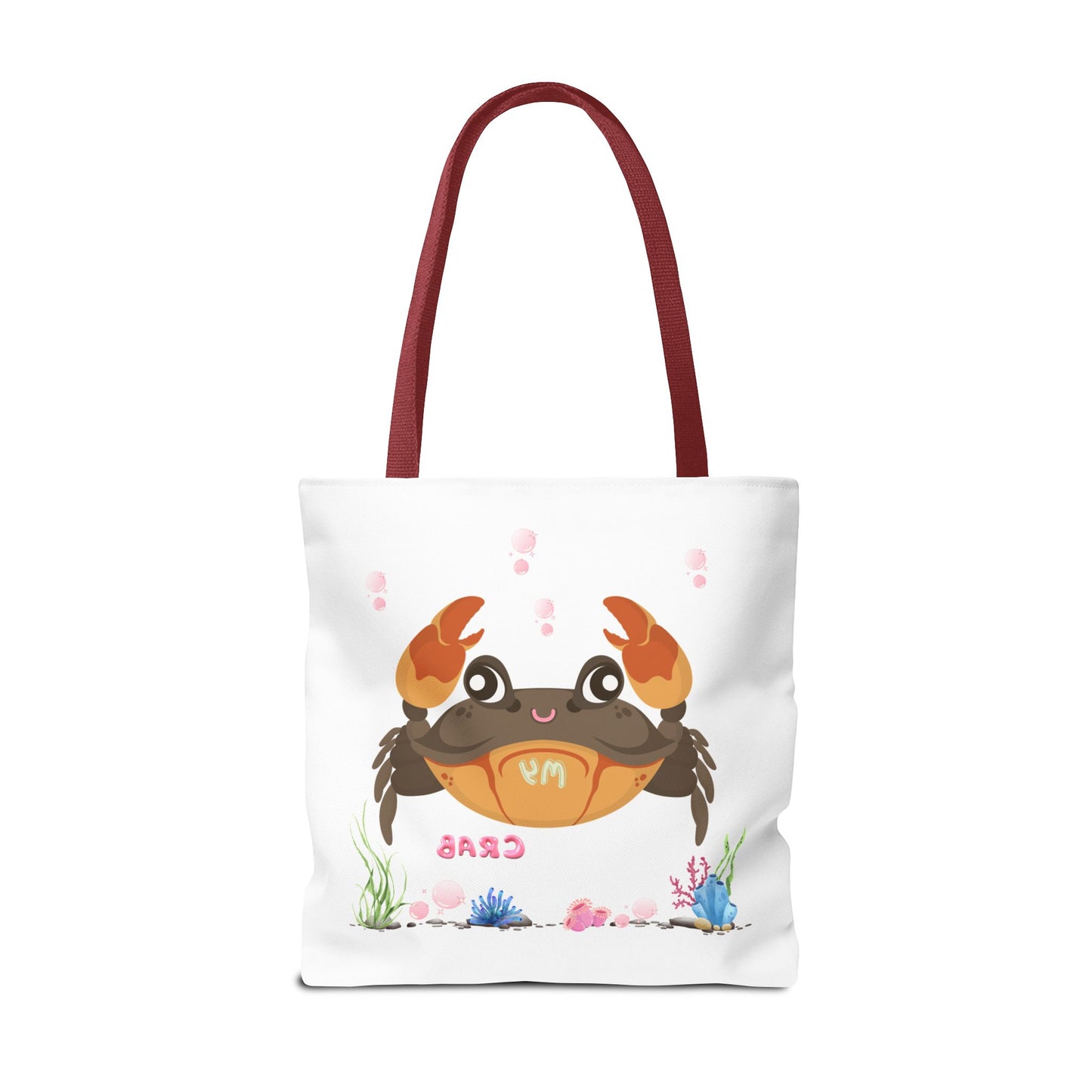 Crab with subtle bubbles and underwater flora Tote Bag
