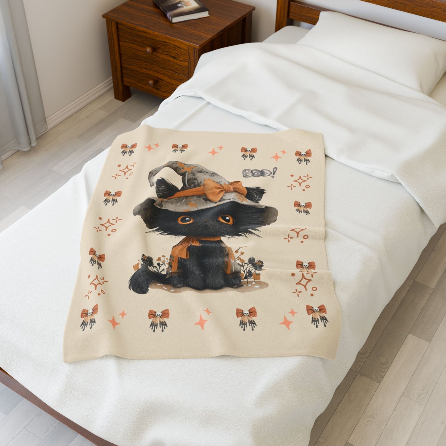 Cozy Cat-Themed Velveteen Plush Blanket - Warm Gift for Cat Lovers, Halloween Decor, Soft Throw for Comfort, Versatile Home Accessory