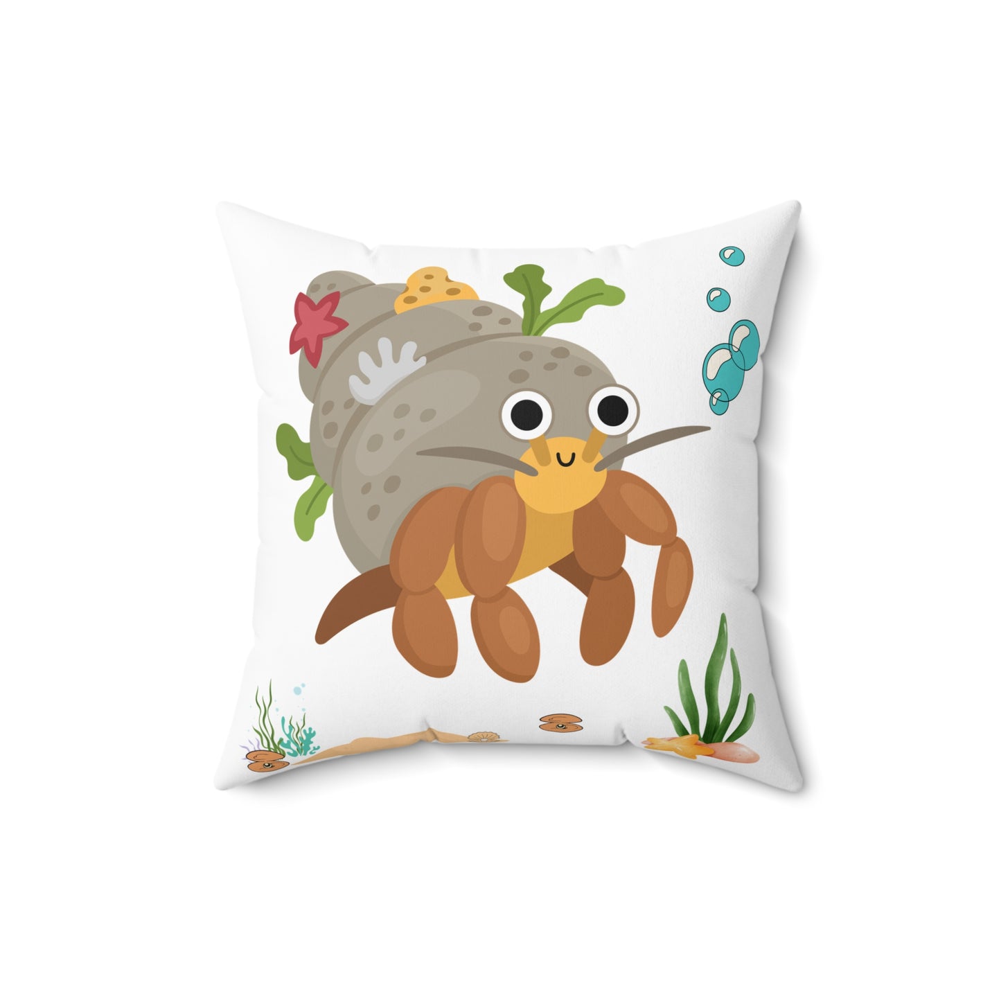 Hermit crab with shell underwater Spun Polyester Square Pillow