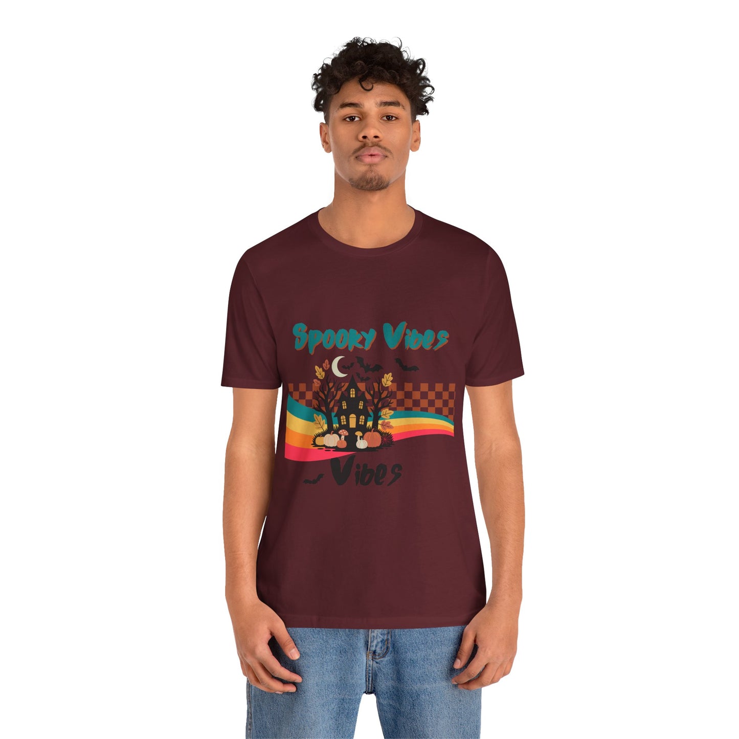 Spooky Vibes Graphic Tee, Unisex Halloween Shirt, Fall Fashion, Casual T-Shirt, Unique Gift for Halloween Lovers, Autumn Wardrobe Essential