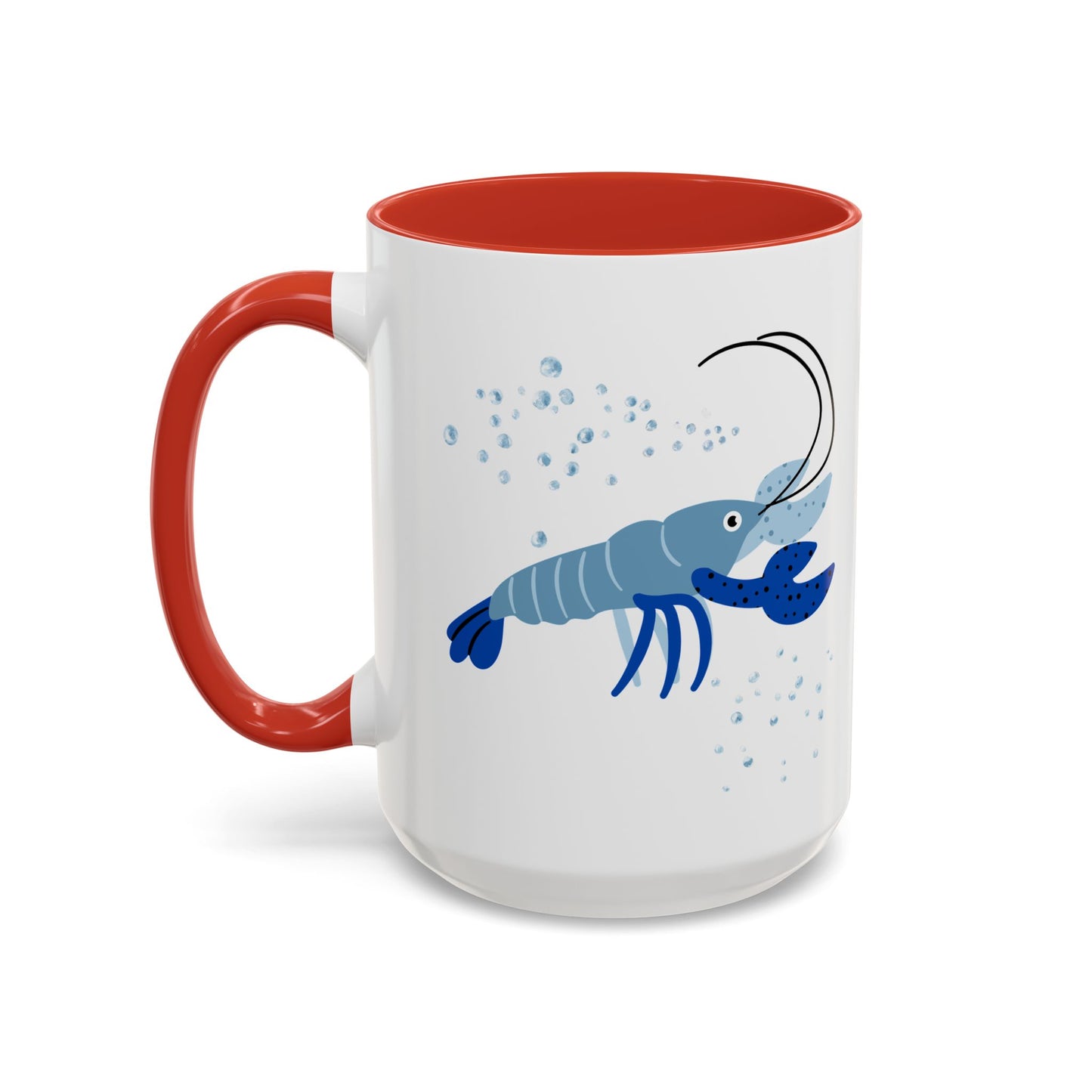Blue shrimp with dark blue claws and bubbles Coffee Mug
