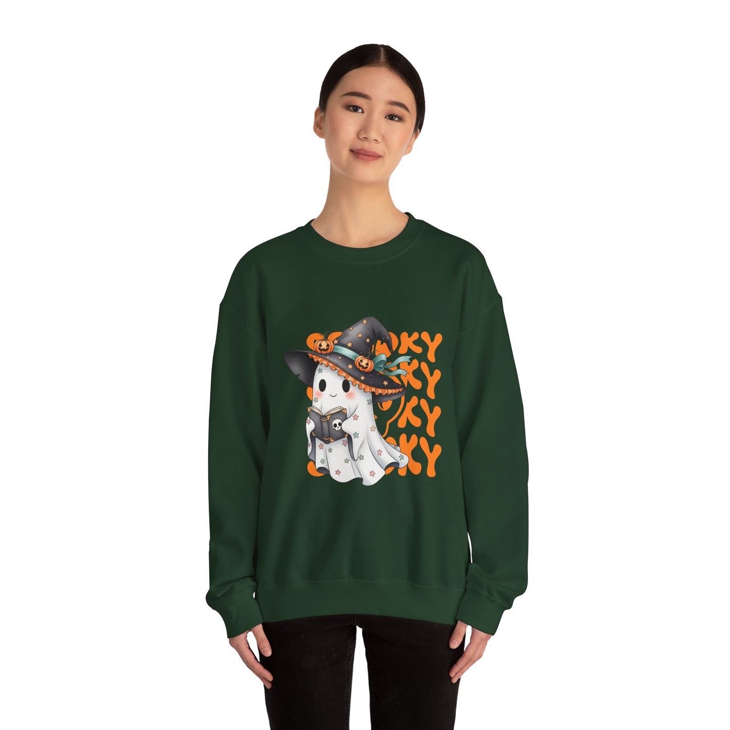 Halloween Ghost Sweatshirt, Cozy Sweatshirt, Fall Fashion, Unisex Crewneck, Spooky Season Apparel, Halloween Gift