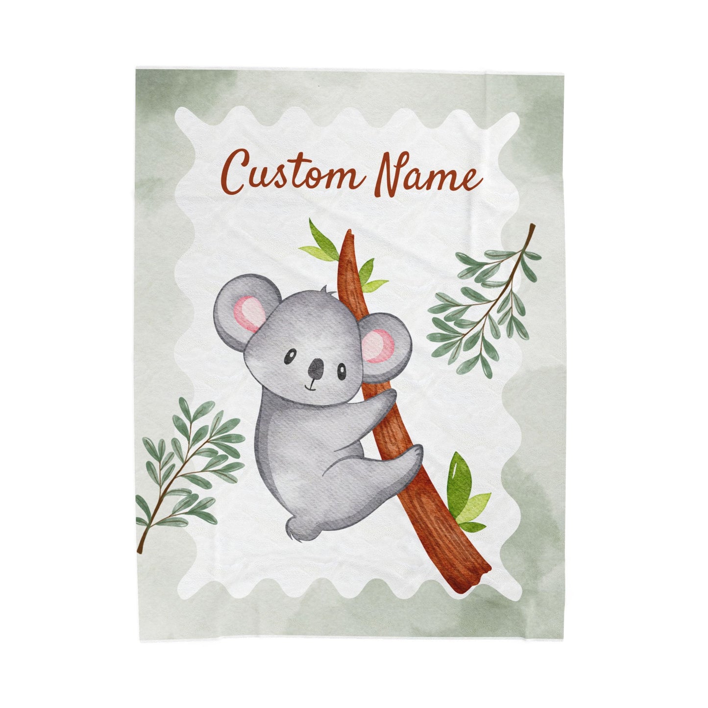 Custom Velveteen Plush Blanket with Adorable Koala Design, Cozy Gift for Kids, Nursery Decor, Personalized Baby Blanket, Holiday Gift Idea