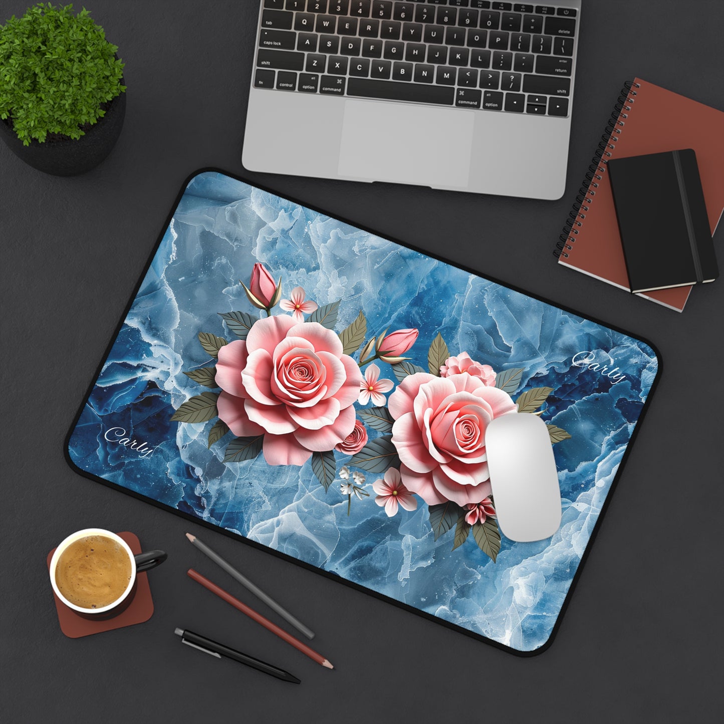 Floral Desk Mat Perfect for Home Office, Gaming, or Study - Elegant Rose Design, Mouse Pad, Desk Accessory, Gift Idea