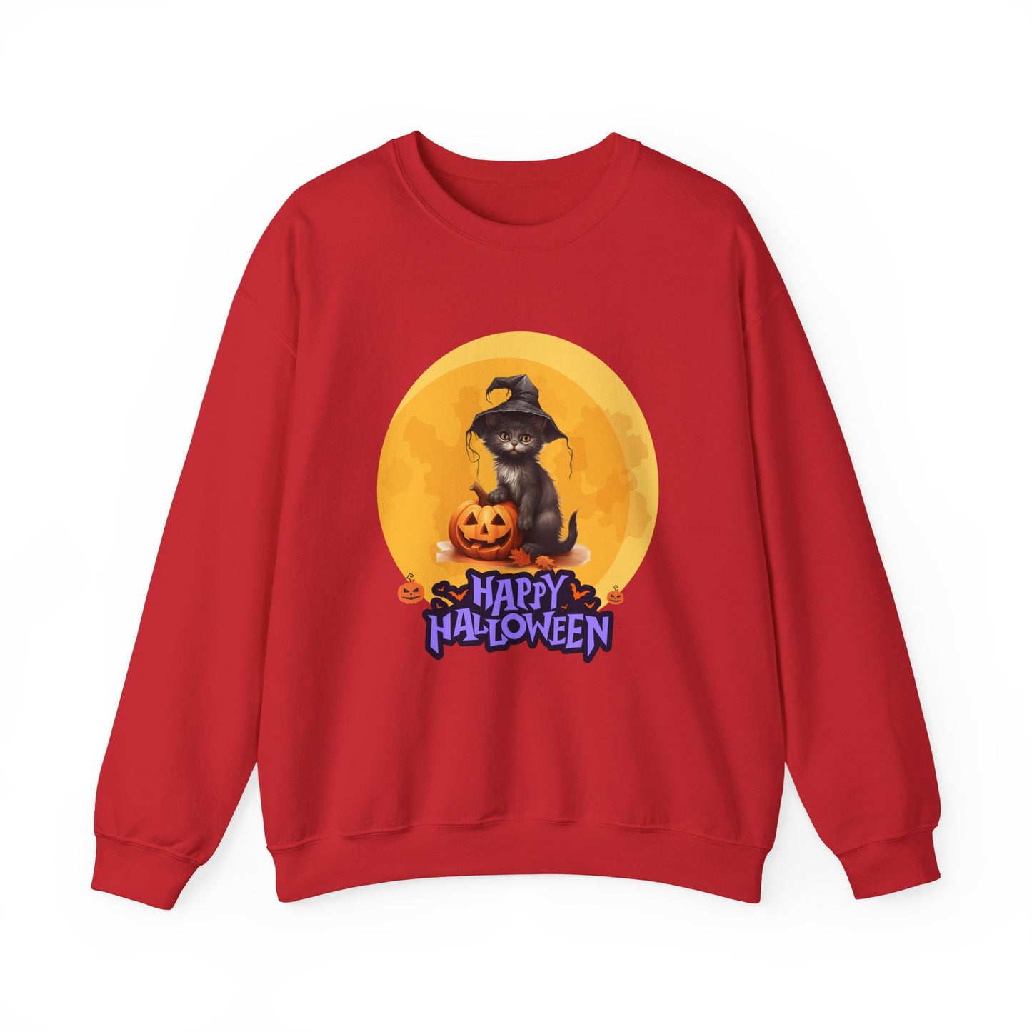 Halloween Cat Sweatshirt, Cozy Fall Sweater, Unisex Crewneck, Perfect for Halloween, Pet Lover Gift, Spooky Season Apparel