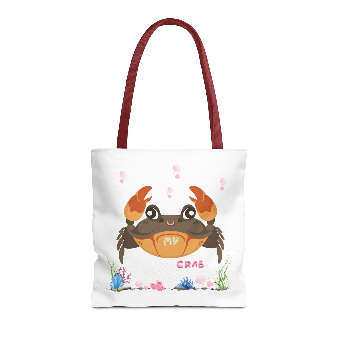 Crab with subtle bubbles and underwater flora Tote Bag