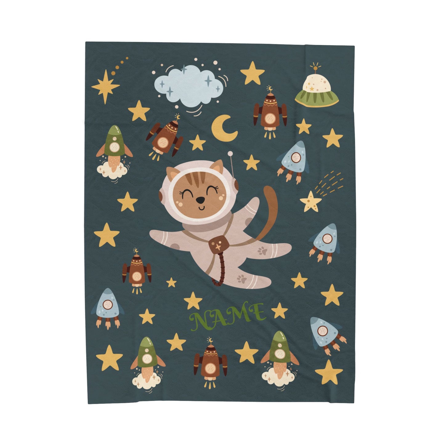 Kids Space Adventure Velveteen Plush Blanket, Nursery Decor, Cute Animals, Gifts for Toddler, Baby Shower, Cozy Throw