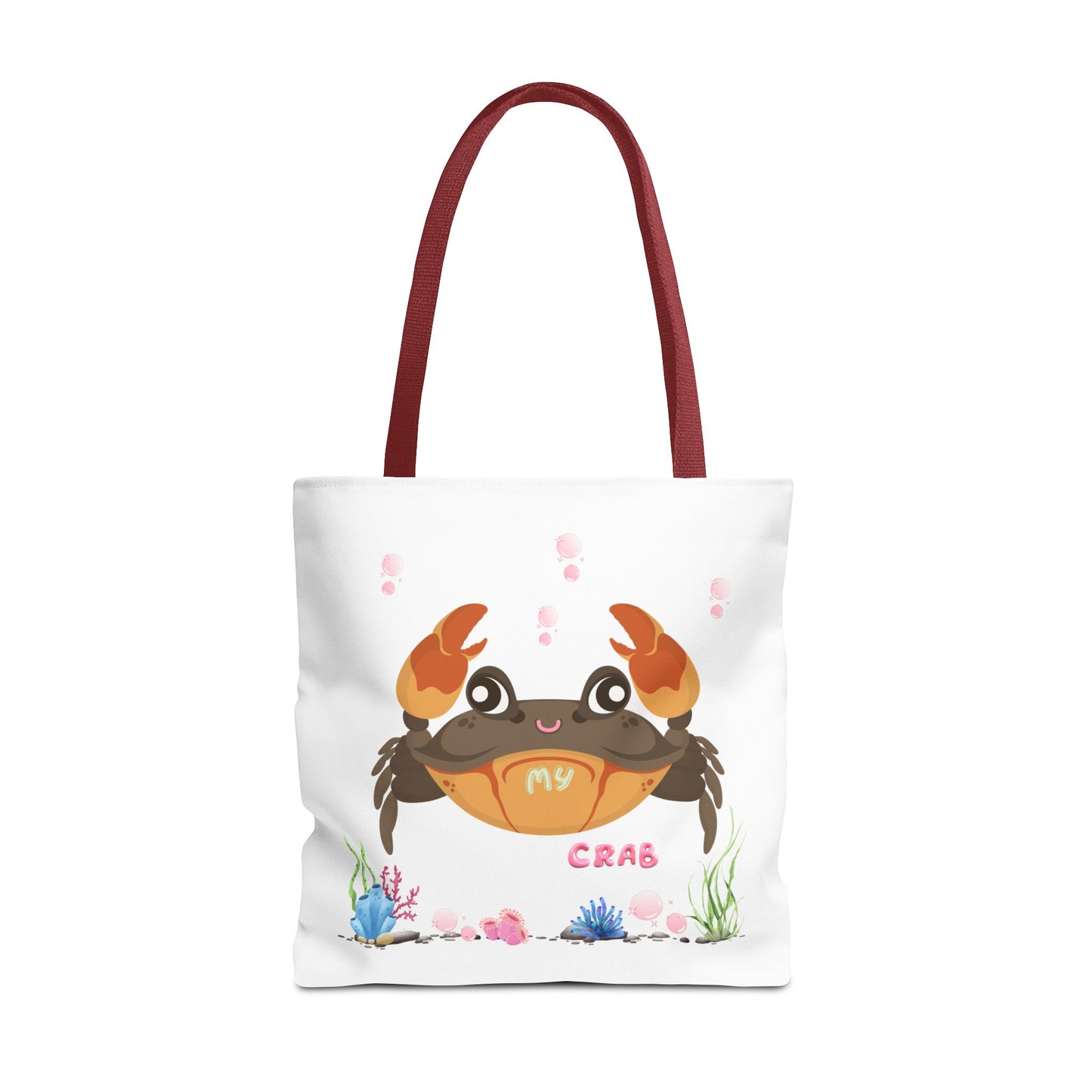 Crab with subtle bubbles and underwater flora Tote Bag