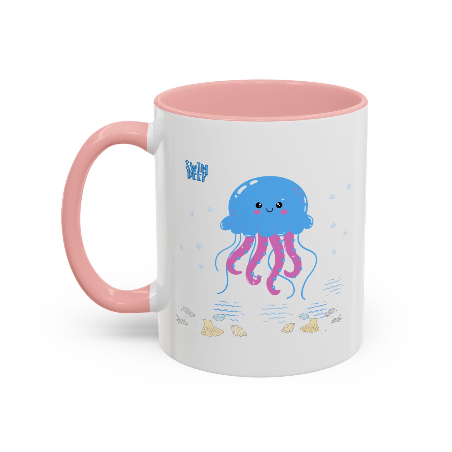 Blue jellyfish with pink tentacles Coffee Mug