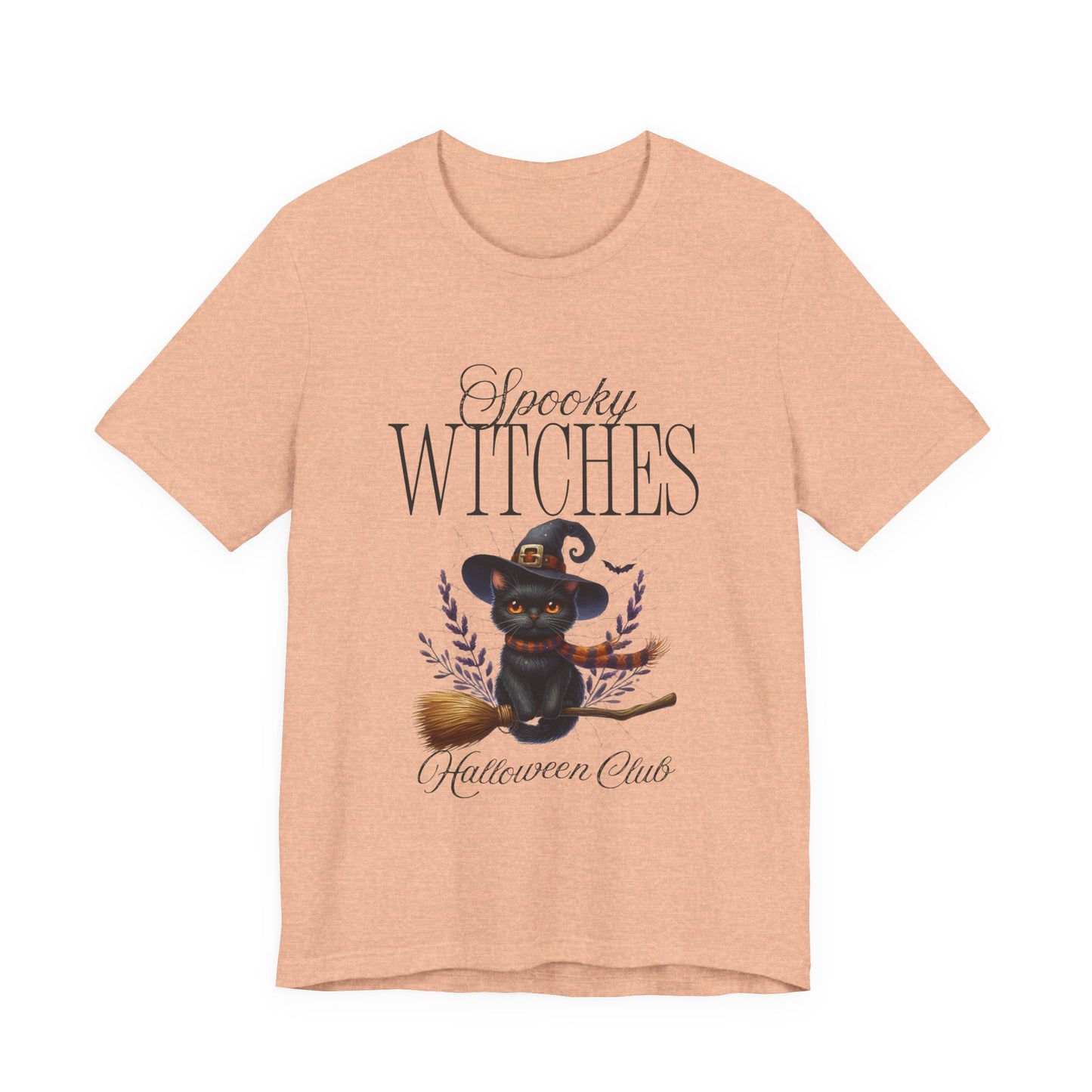 Spooky Witches Halloween Tee, Unisex Short Sleeve Shirt, Witch T-Shirt, Halloween Costume Top, Cat Lovers Gift, Fall Fashion