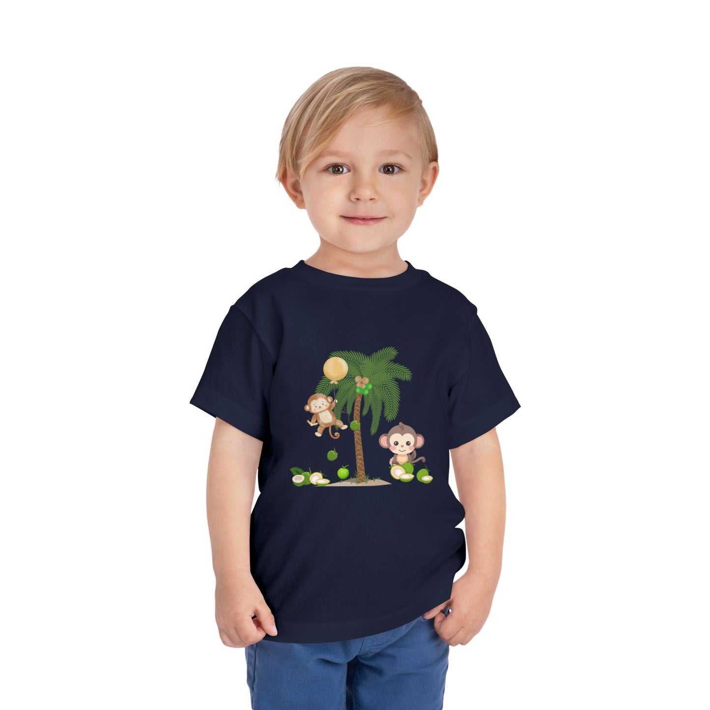 Cute Monkey Tropical Toddler Tee, Perfect for Summer Play, Birthday Gift, Beach Days, Jungle Themes, Toddler Clothing