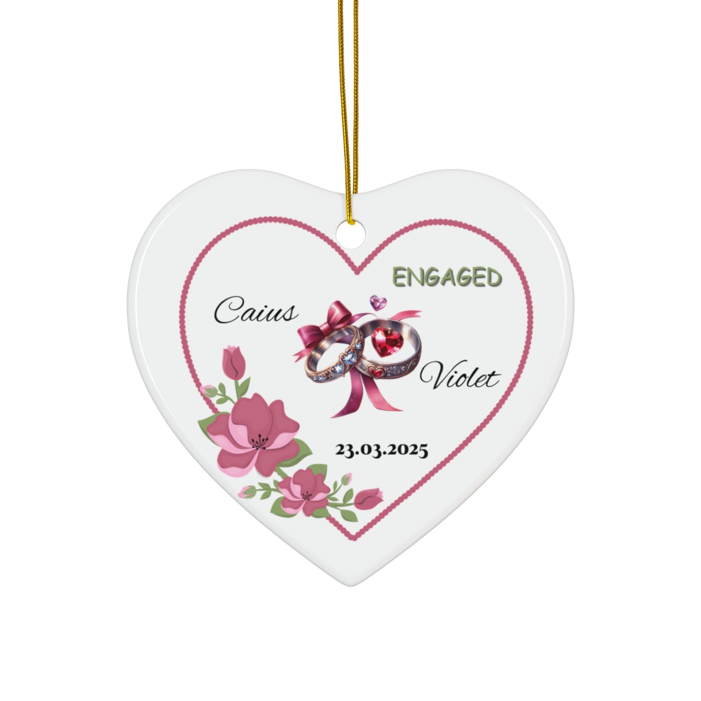 Custom Engagement Ornament, Heart-Shaped Keepsake, Personalized Gift, Wedding Decoration, Engagement Celebration, Unique Holiday Decor