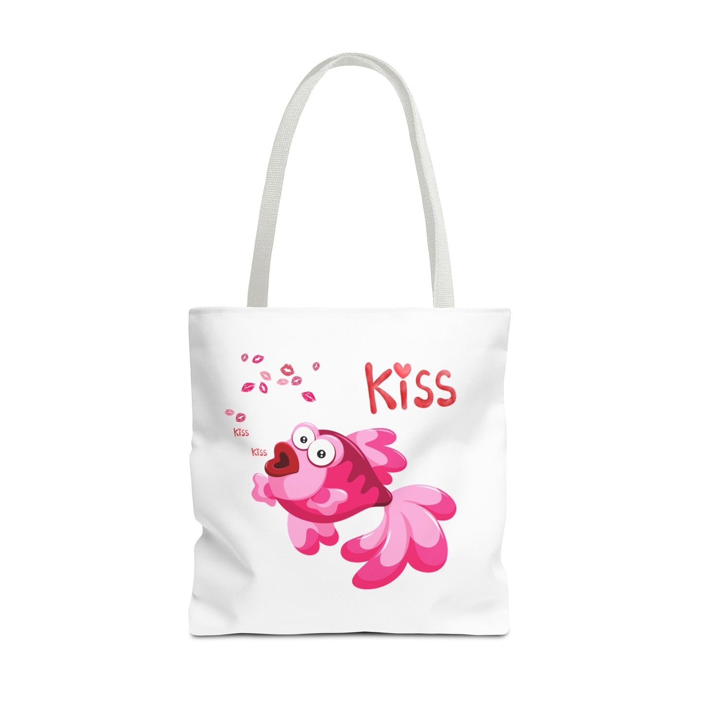 Pink fish with open mouth and kiss Tote Bag