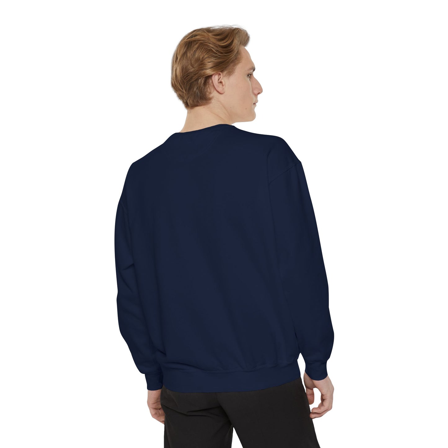 Blue shrimp with dark blue claws and bubbles Unisex Garment-Dyed Sweatshirt