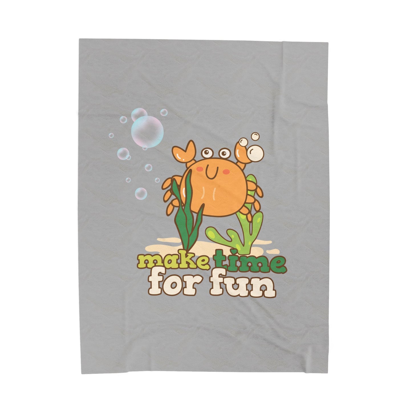 Cartoon crab lllusstration promoting joy and playfulness Velveteen Plush Blanket