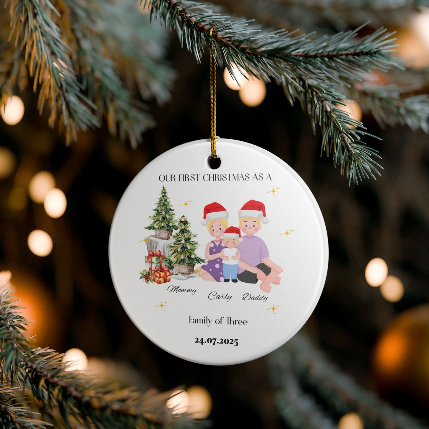 Custom Family Christmas Ornament - Our First Christmas as a Family, Holiday Decor, Personalized Gift, Keepsake Decoration, Xmas Ornament