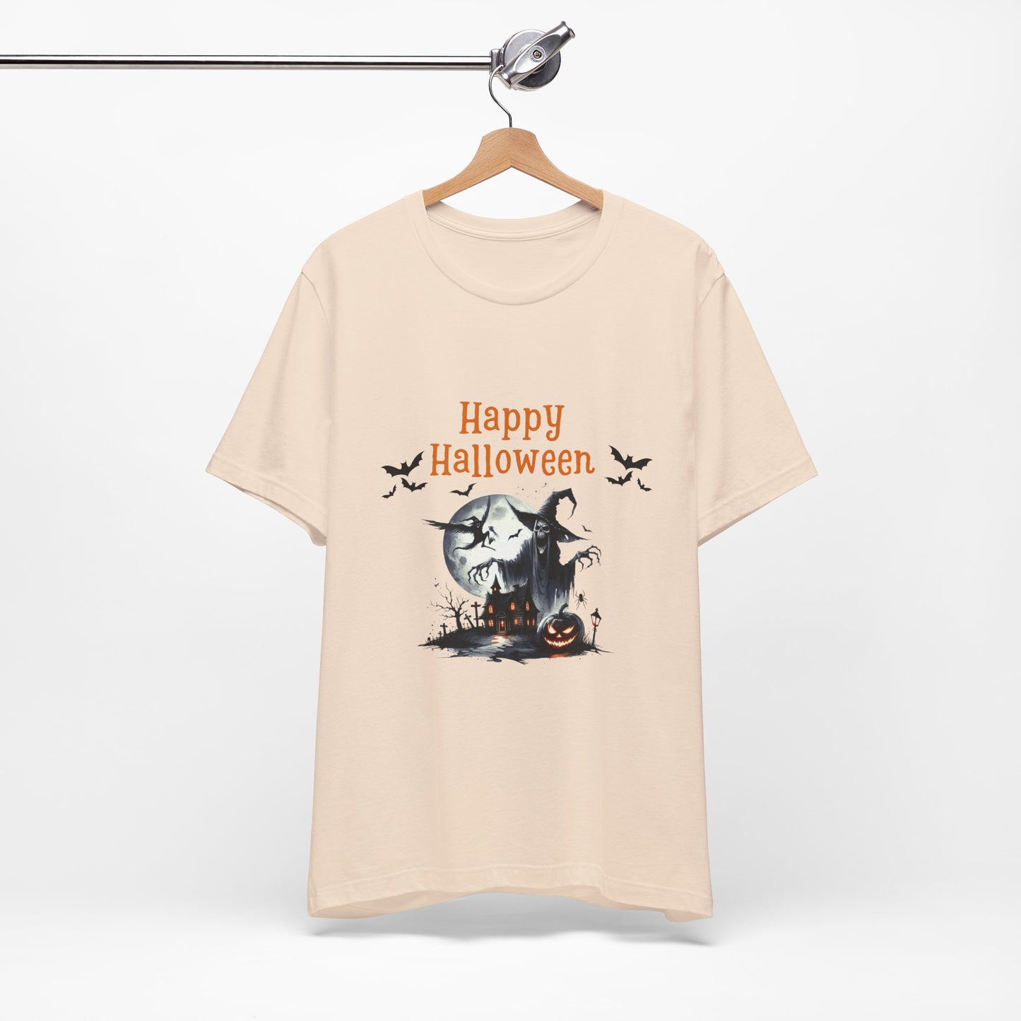 Happy Halloween Unisex Tee, Spooky T-Shirt, Halloween Gift, Fall Wardrobe Essential, Ghosts and Ghouls Vibe